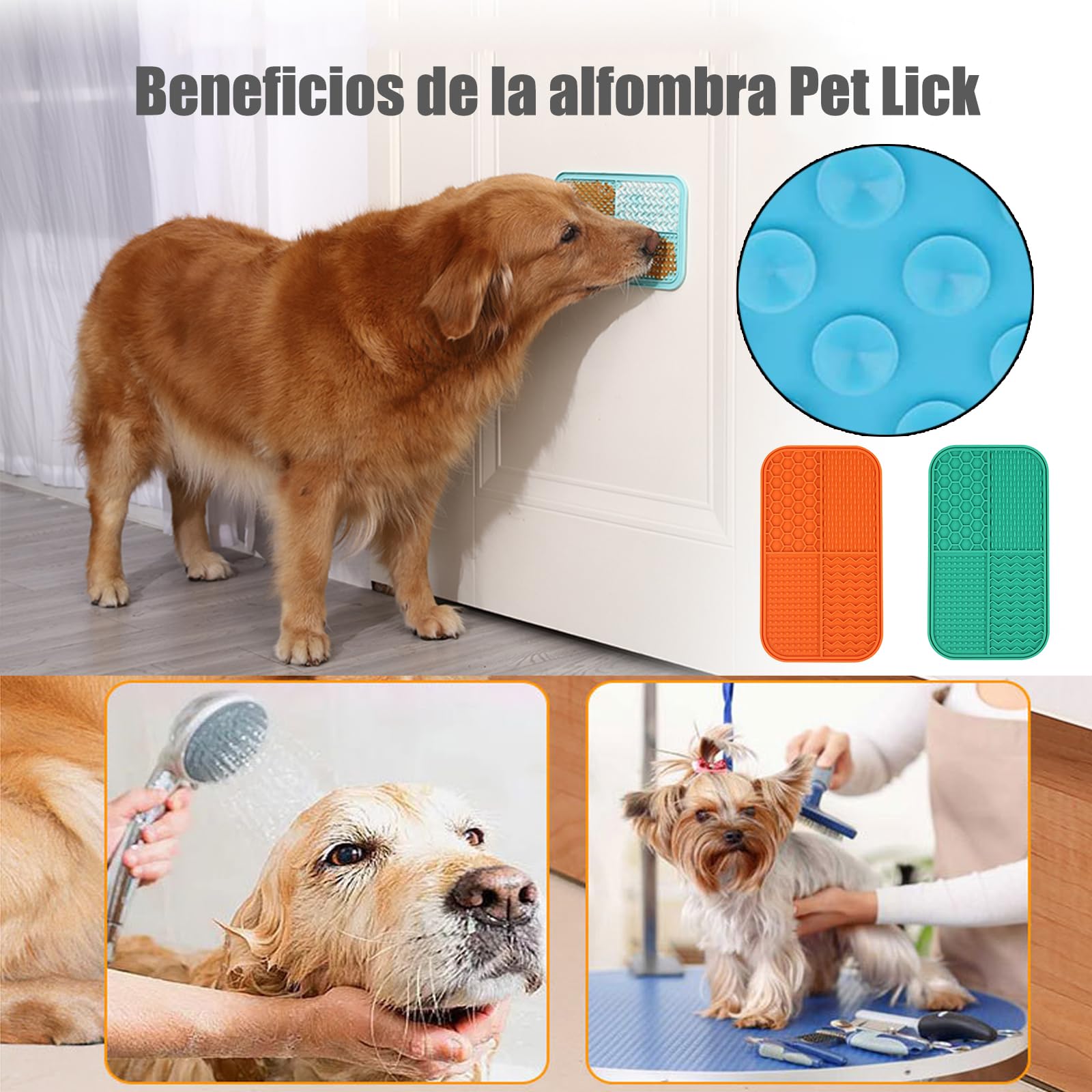 Alfombrilla para Lamer Perros Talkcute con Ventosa Verde Comedero Lento 4 en 1 para Mascotas