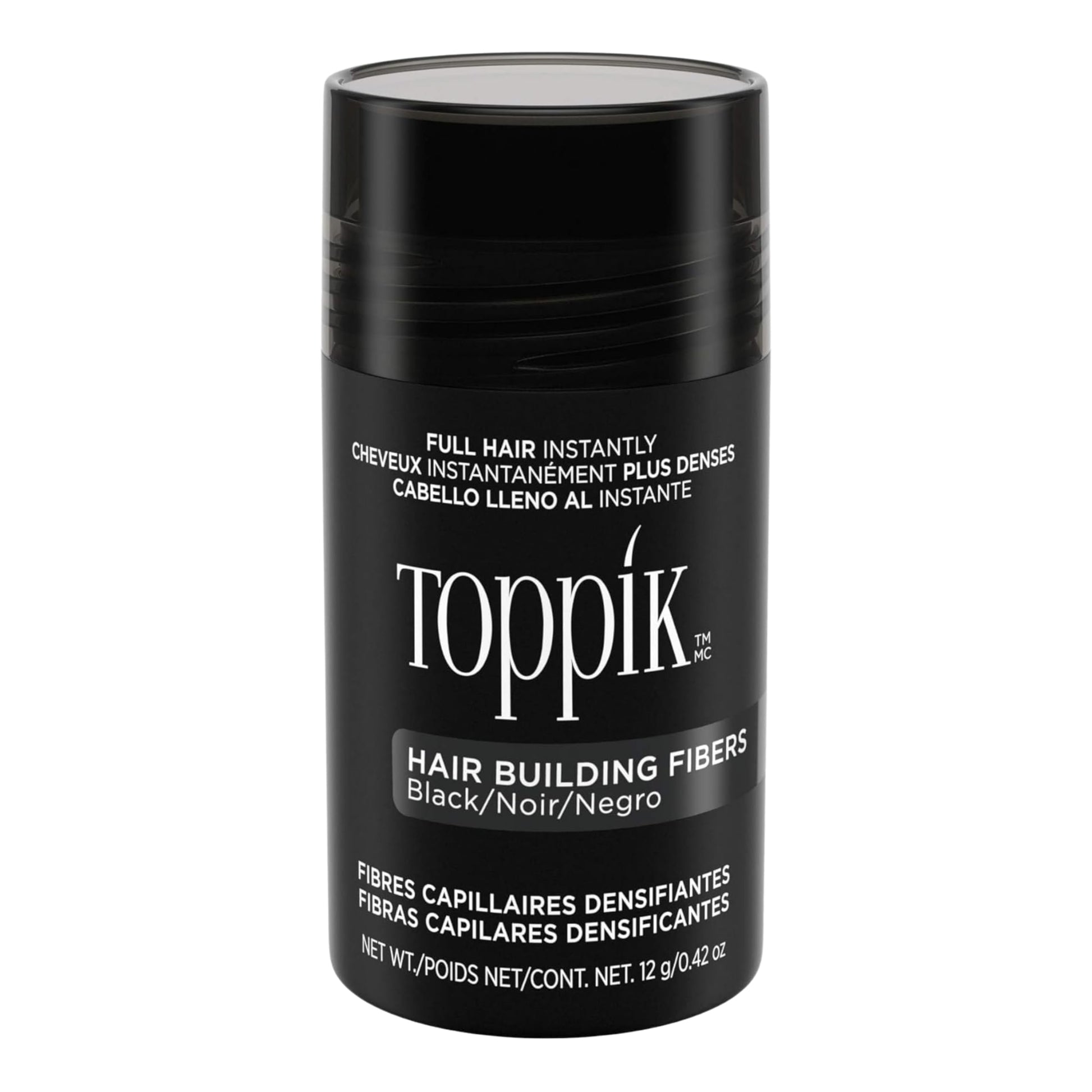TOPPIK Fibras de construcción de pelo, Negro, 0.42 oz.