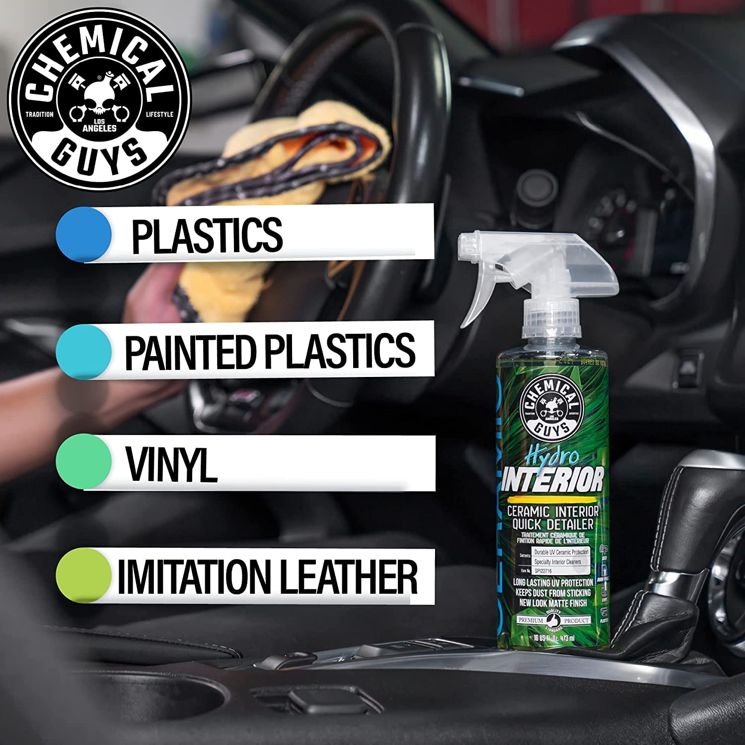 Chemical Guys HOL362 Kit de 16 piezas para el lavado y protección de coches de cerámica con pistola de espuma, cubo y (6) productos químicos de limpieza de 16 oz (Para manguera de jardín)