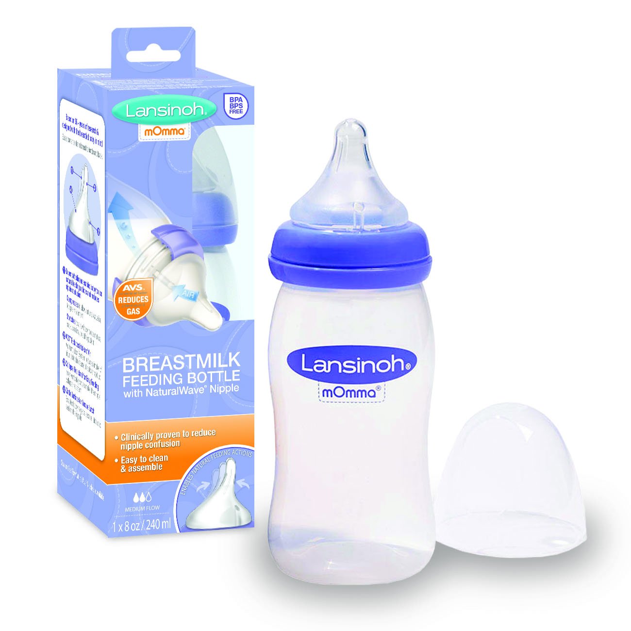 Lansinoh Biberón con Tetina Natural Wave, Transparente, 5 Oz, Paquete de 1 Count