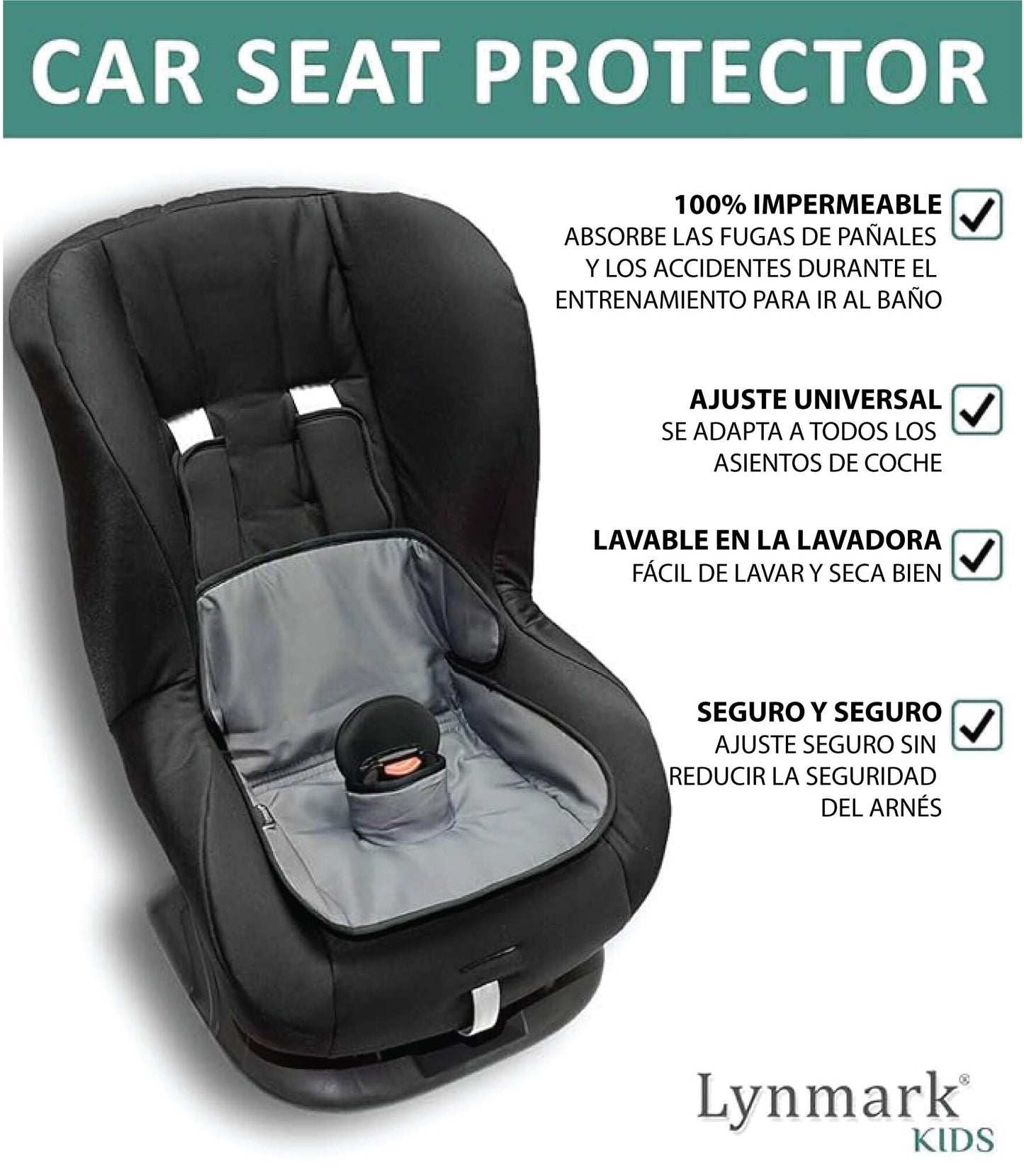 Lynmark® Protector de Asiento de Coche para Entrenamiento de Orinal - Funda Resistente al Agua con Almohadillas Blandas para Niños Pequeñitos y Asientos de Bebé - Esterilla Universal Lavable y Apta