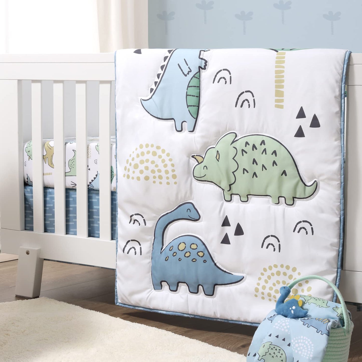 Juego de ropa de cama de 5 piezas para cuna de bebé The Peanutshell para niños - Decoración de cama de guardería para recién nacidos, bebés y niños pequeños con sábanas ajustadas para cuna, manta