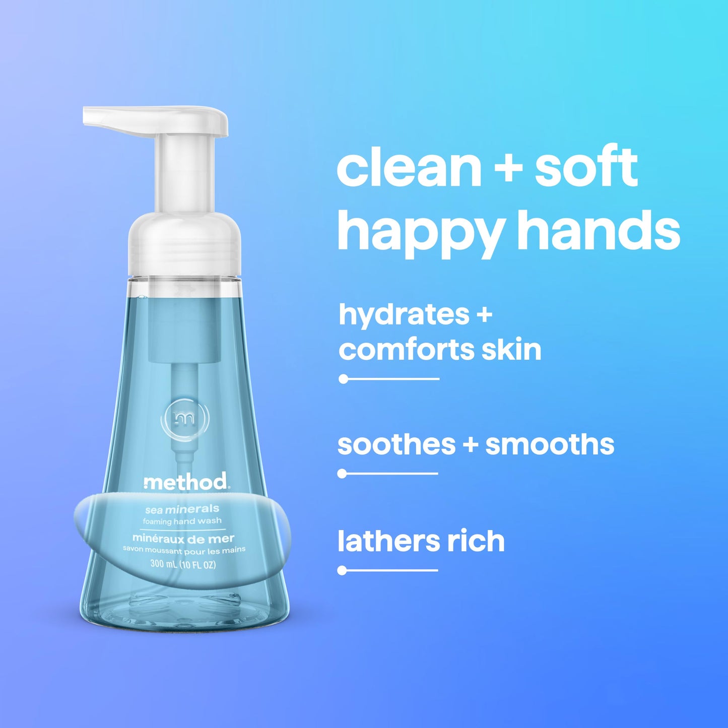 Method Jabón Líquido para Manos en Espuma, Sin Parabenos y Formulado Con Ingredientes Naturales, Minerales Marinos, 300 ml