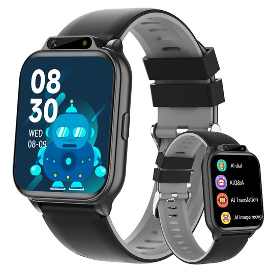 Reloj Inteligente Infantil IA Negro 1.85 Pulgadas con Frecuencia Cardíaca y Monitor de Sueño