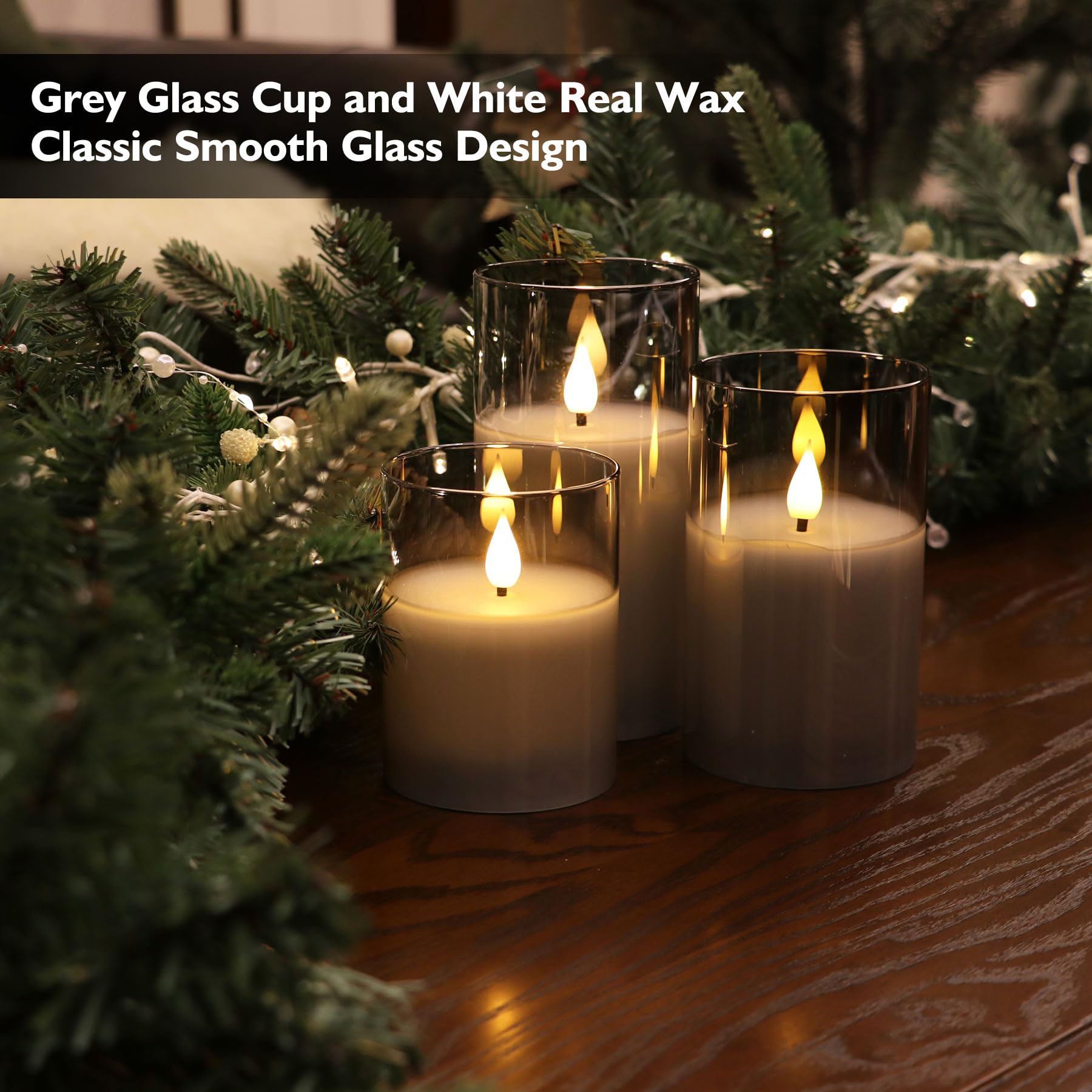 Velas led Rhytsing Gris con Mando Decorativas Grandes para Navidad