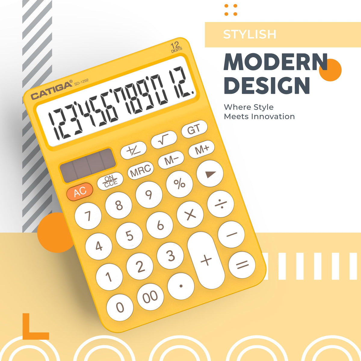 Calculadora Básica CATIGA LCD Grande Negro Energía Solar y Batería de Doble Potencia