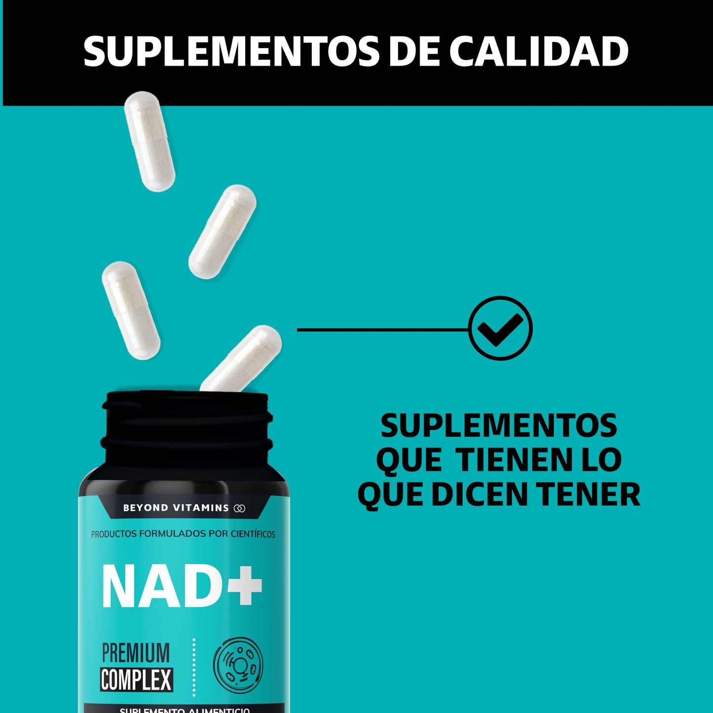 Suplementos NAD+ Nicotinamida Ribosa Beyond Vitamins con Resveratrol y Quercetina