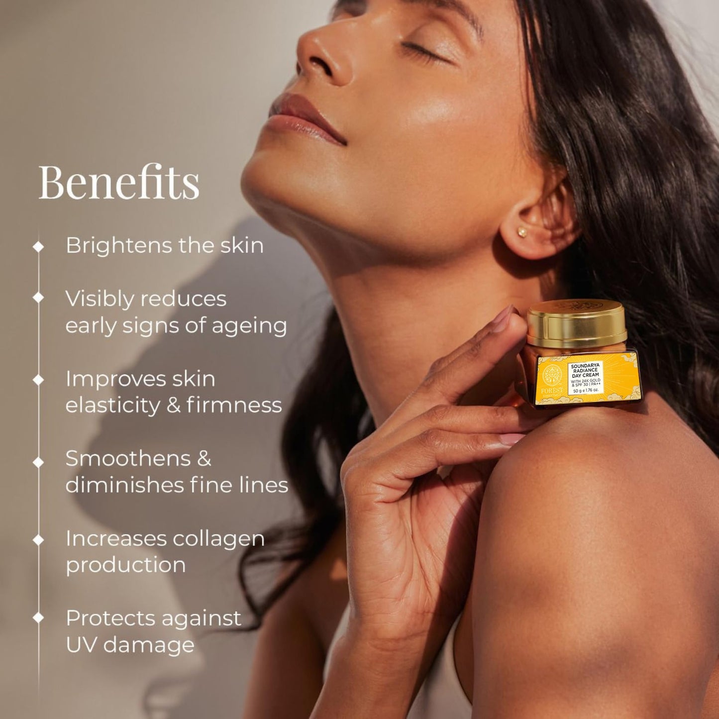 Forest Essentials Soundarya Radiance Cream With 24 Karat Gold & Spf 25 - 50G/1.7 Oz. 50 Milliliters
