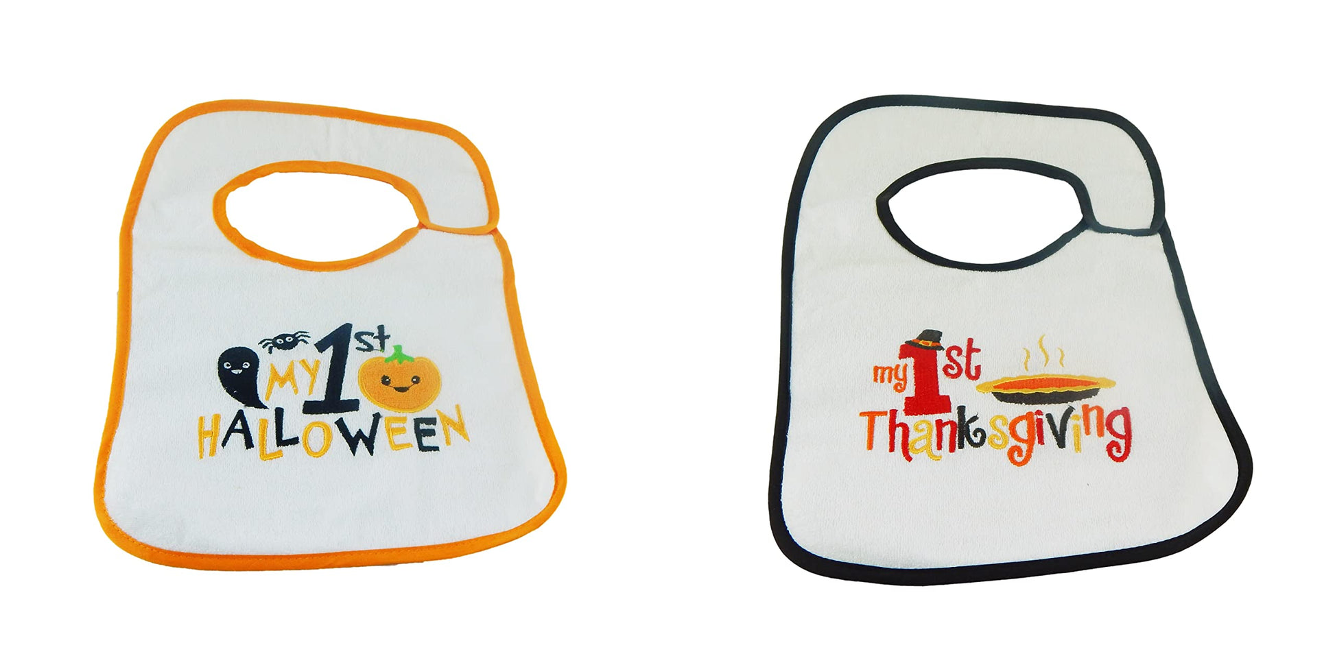 Hello Baby Wonder Baby's First - Juego de baberos de Halloween y Acción de Gracias, paquete de 2