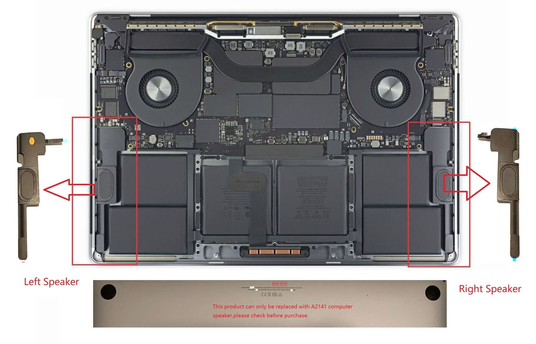 ITTECC - Altavoz interno derecho e izquierdo de repuesto para MacBook Pro de 16 pulgadas A2141 2019 2020 año 661-13161, 661-13162