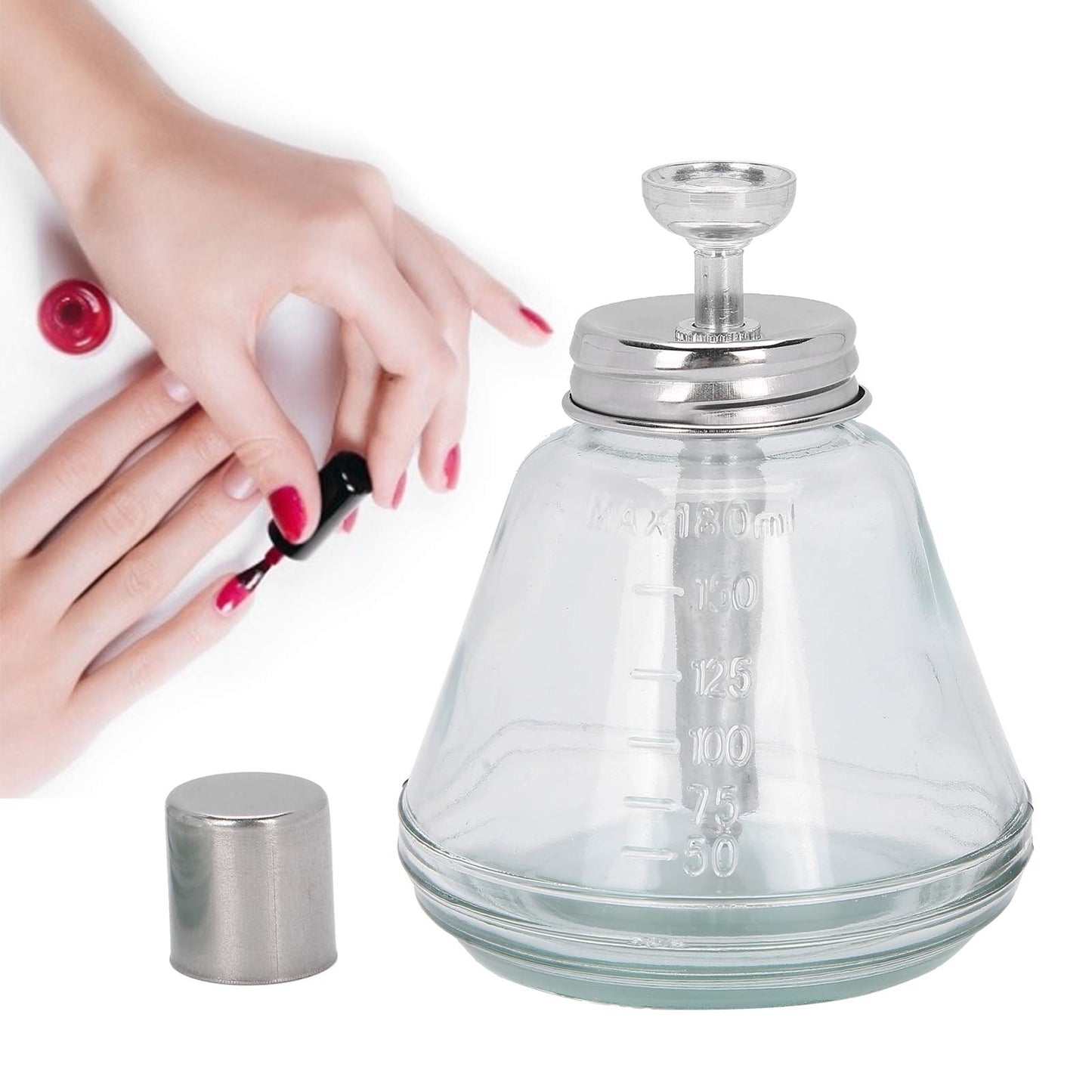 Dispensador de Bomba de Líquido Tipo Prensa de 180ml, Removedor de Esmalte de Uñas, Botella Recargable (núcleo de aluminio), Contenedores Recargables