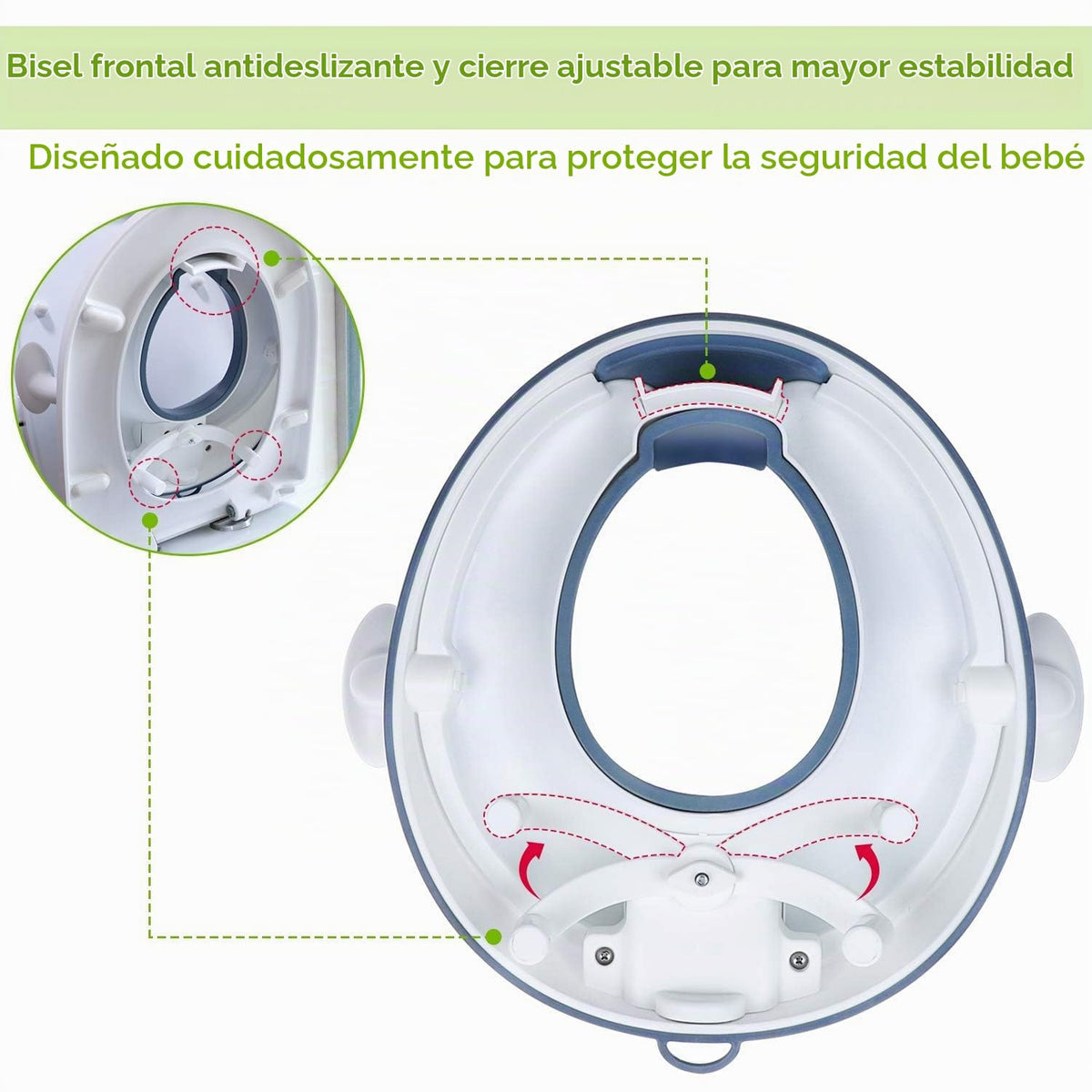 Angelbliss Asiento de inodoro infantil, para entrenamiento de Baby Potty, asiento de inodoro para niños y niñas, doble acolchado antideslizante, con asa y protección contra salpicaduras (Azul)