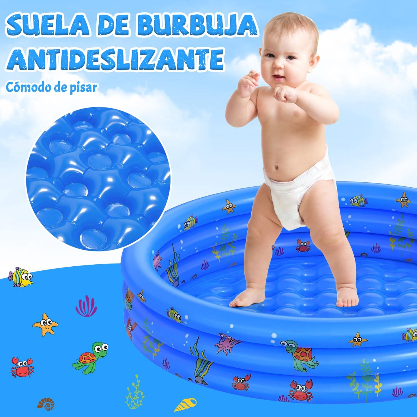 Alberca Inflable Sugarzoon Azul con 3 Niveles para Niños y Adultos