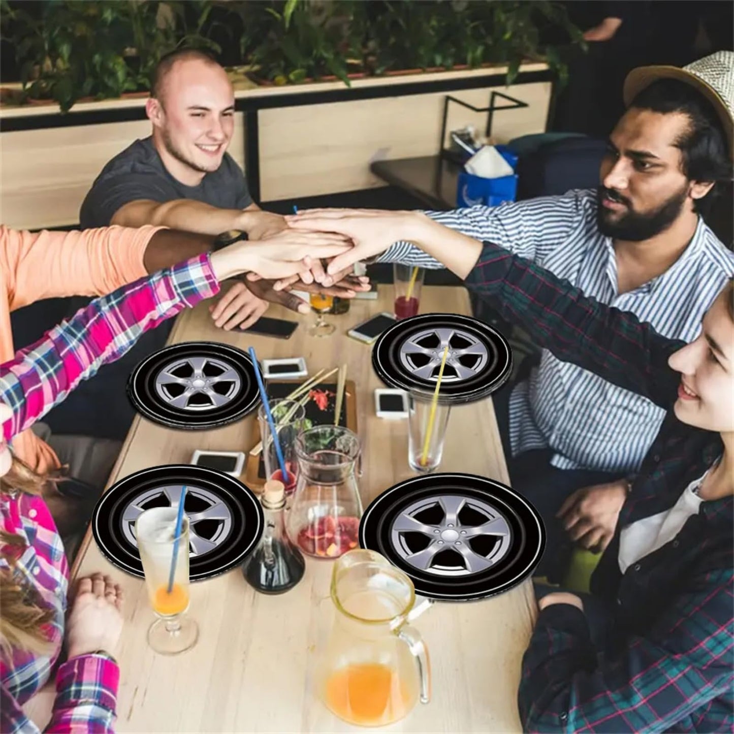 Vajilla Desechable Temática Carreras Vajilla 24 Platos con Forma de Rueda de Coche para Fiestas de Cumpleaños