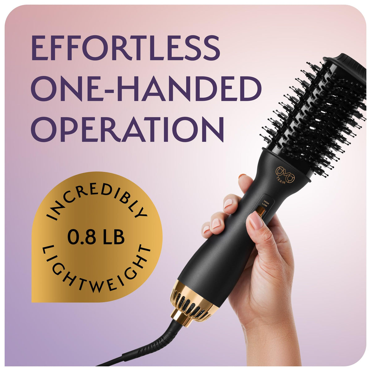 Cepillo Profesional OMOteam Oro Negro Secador y Volumizador para Mujeres
