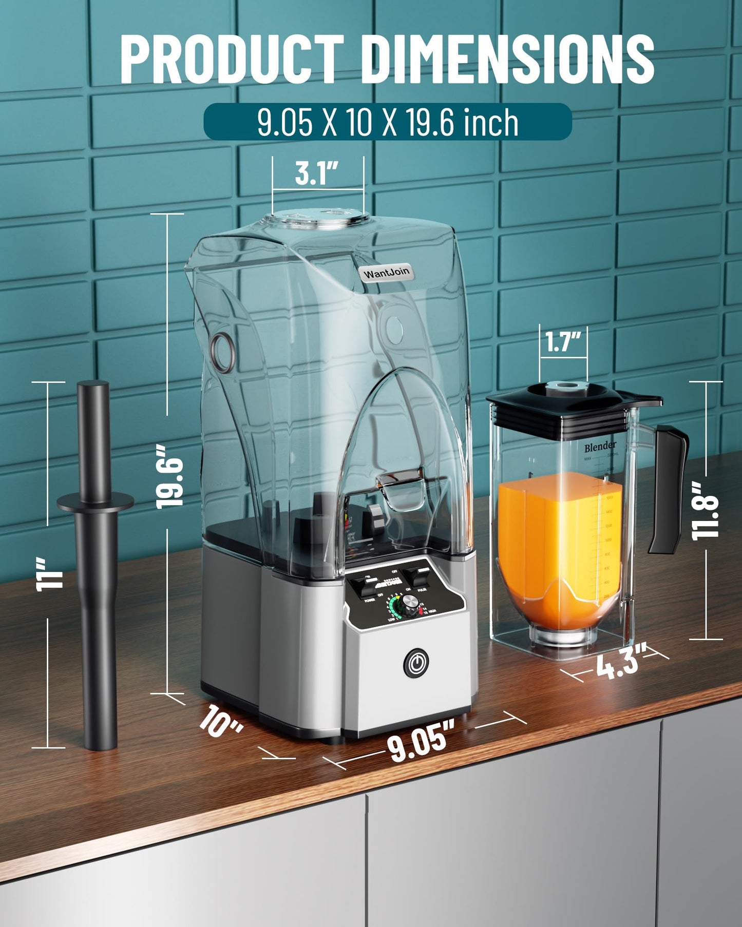 Licuadora Profesional WantJoin Plateada con Escudo Silencioso de 2200 W