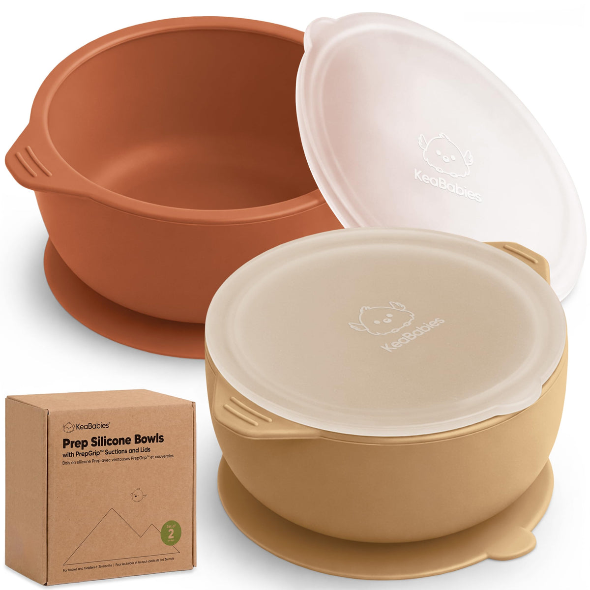 KeaBabies Pack de 2 ventosas de silicona Prep (terracota)