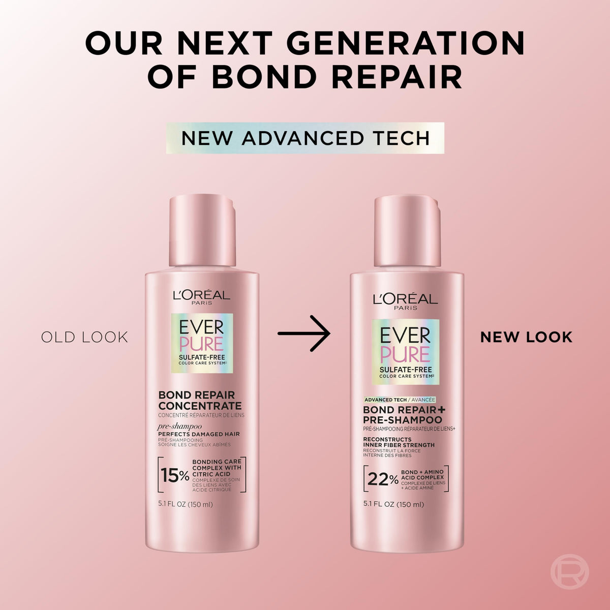 L'Oreal Paris EverPure Tratamiento prechampú sin sulfato Bond Repair, reparación del cabello para cabello teñido, decolorado o dañado, 5.1 onzas líquidas