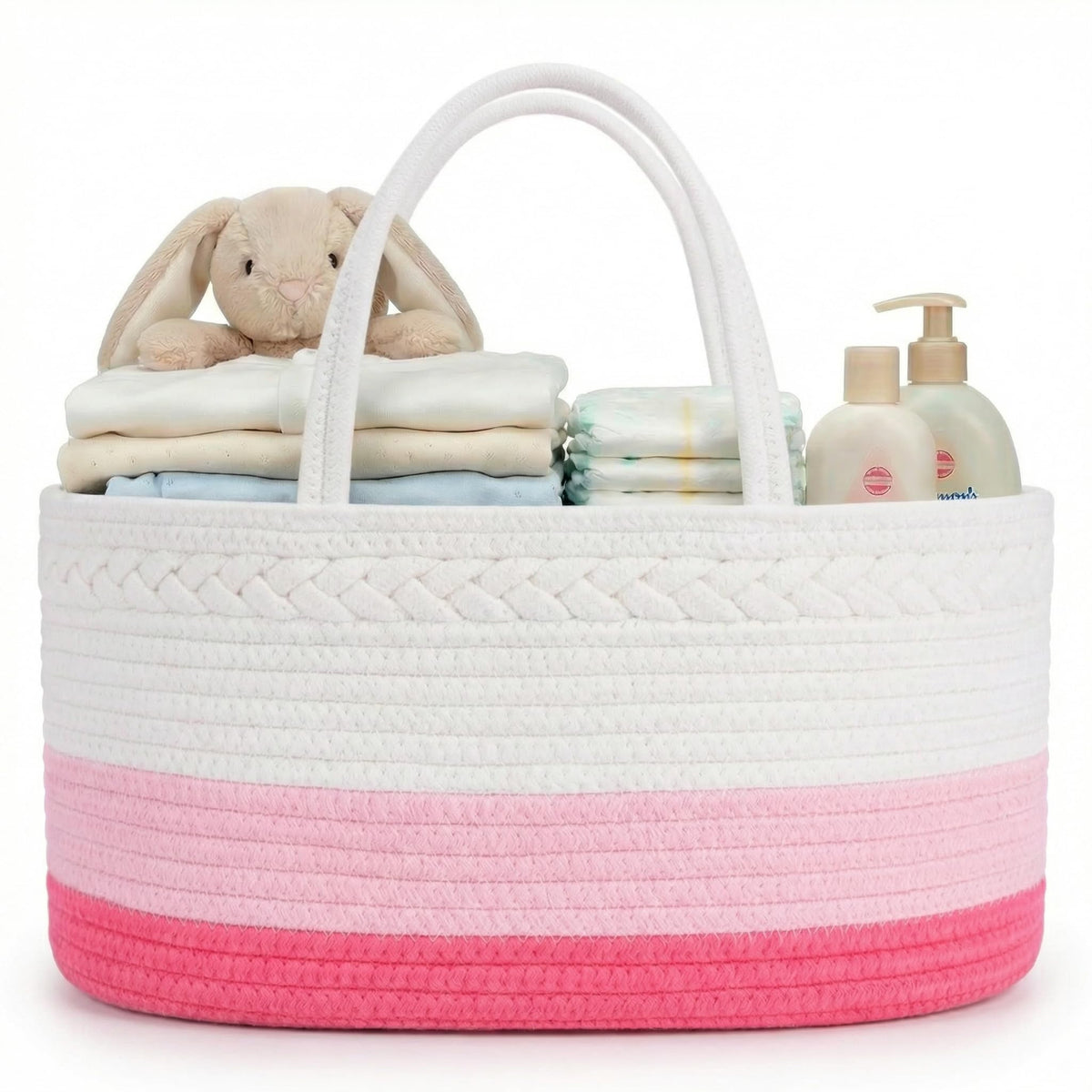 luxury little Organizador de pañales para bebé, cesta de pañales extragrande con cuerda de algodón para guardería, organizador de cambiador, bolsa portátil con divisor, almacenamiento de coche, regalos de baby