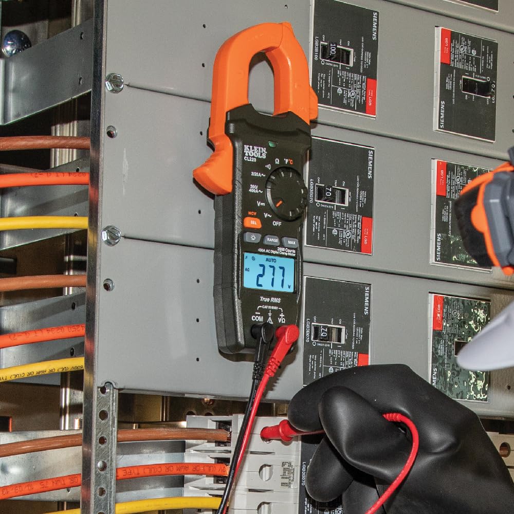 Klein Tools CL220 Digital Clamp Meter, AC Auto-Ranging 400 Amp with Temp