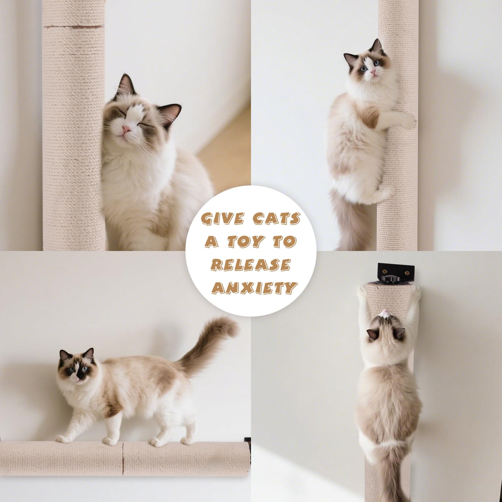 Poste Rascador para Gatos Neecong Cáñamo Montado en Pared para Interior