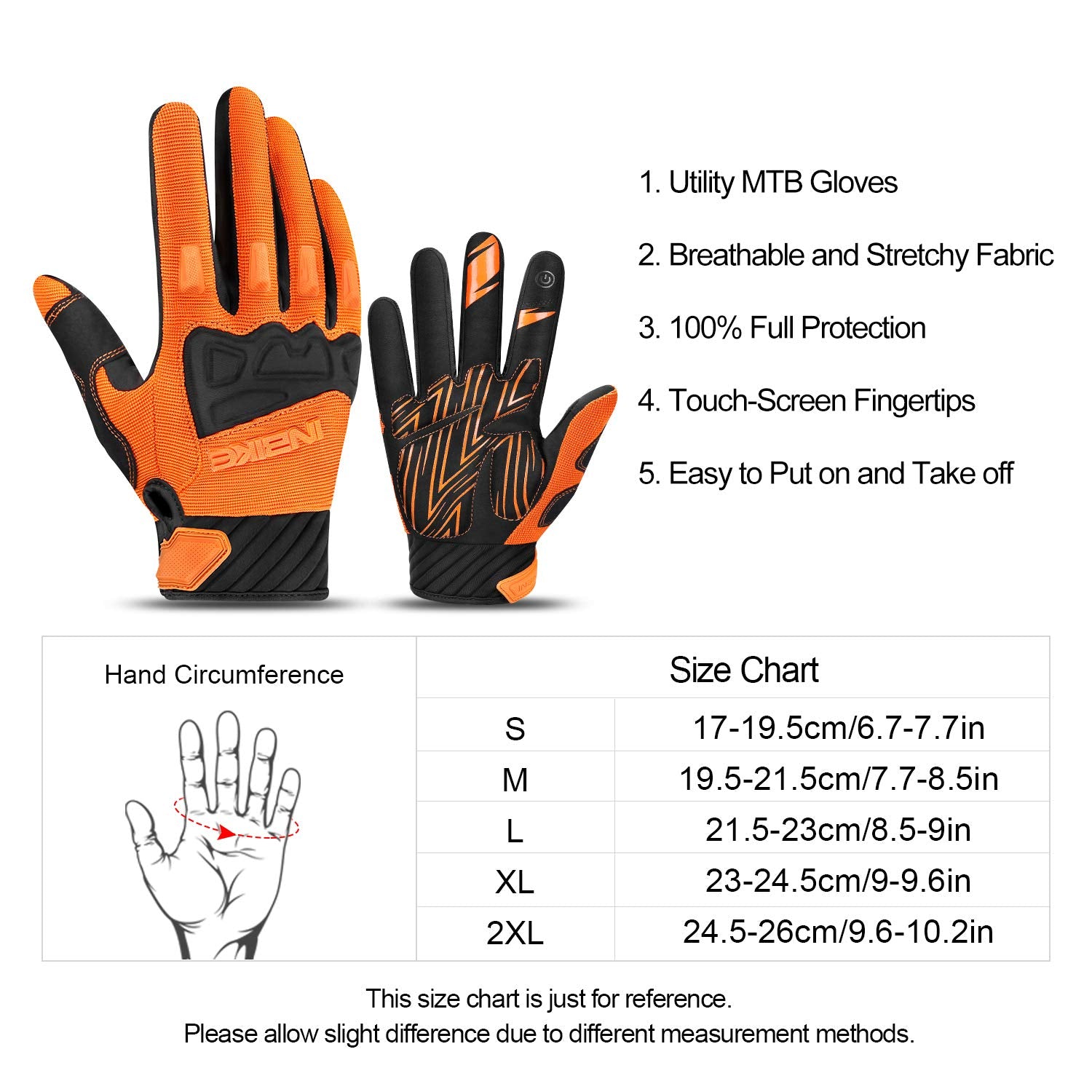 INBIKE - Guantes de bicicleta de montaña para hombre, con protectores de nudillos, acolchados, transpirables, para MTB, motocross, carreras