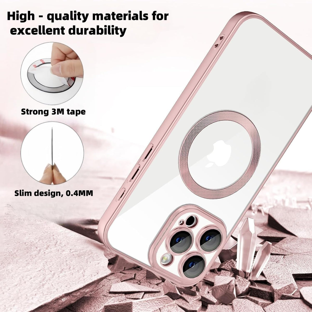 Anillos de Metal Universales Magsafe Multicolor para Fundas y Carga Inalámbrica Rosa