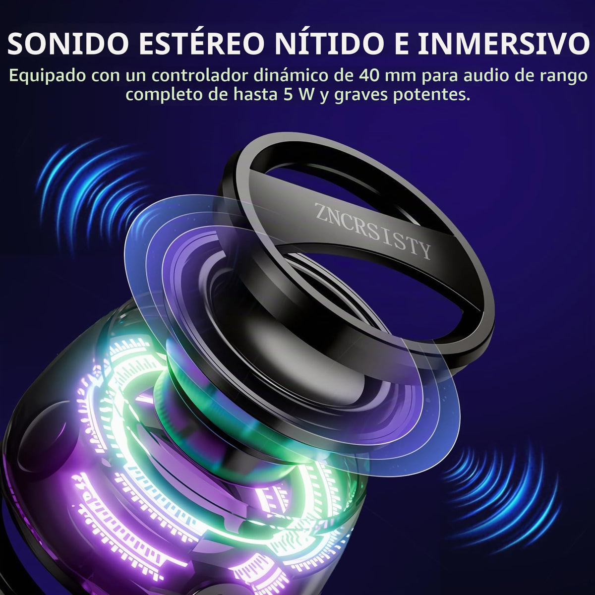 Altavoz Bluetooth ZNCRSISTY RGB Magnético con Luz y Sonido Estéreo para 7 Horas de Reproducción
