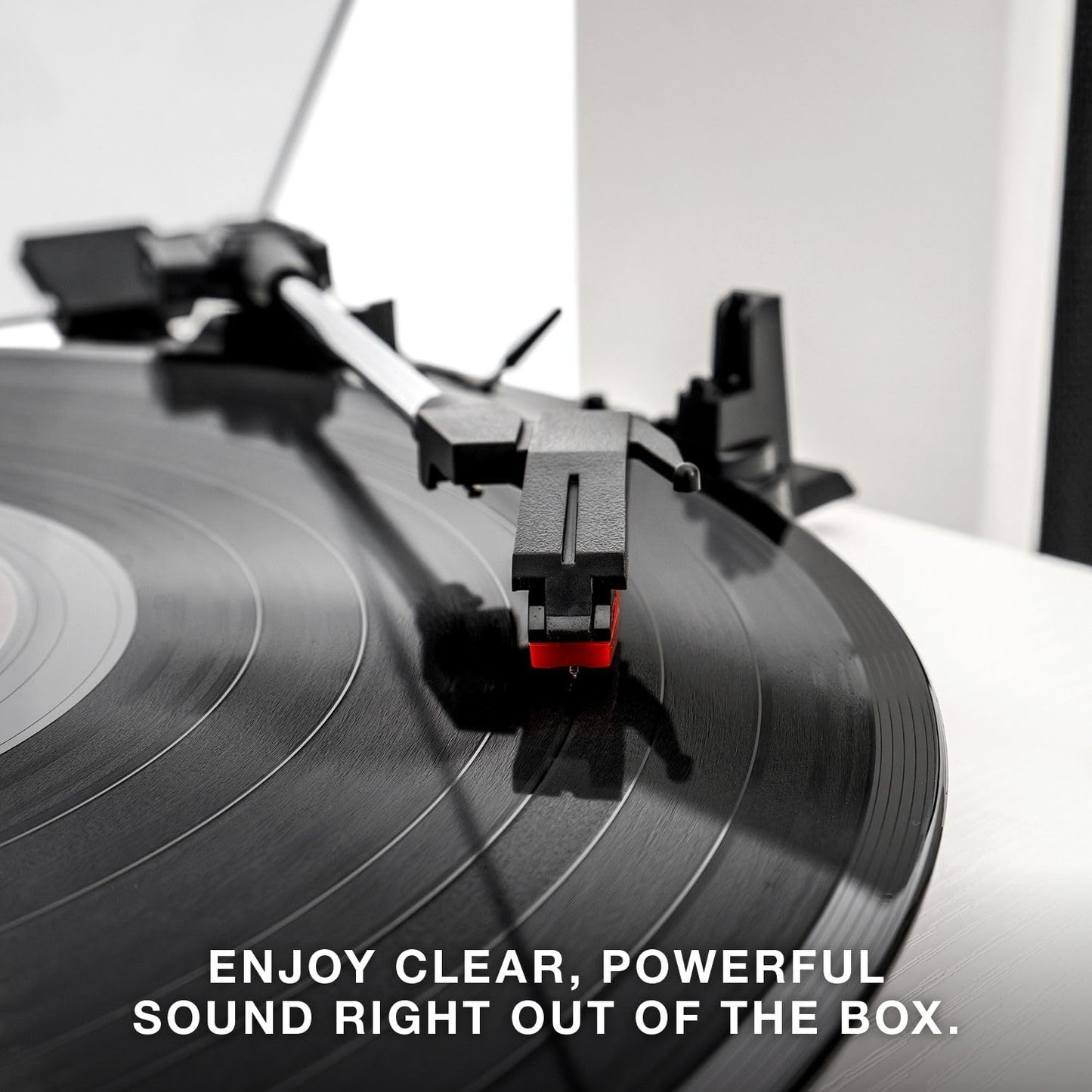 Tocadiscos Victrola Montauk Blanco Madera con Altavoces Bluetooth y Tapa Extraíble