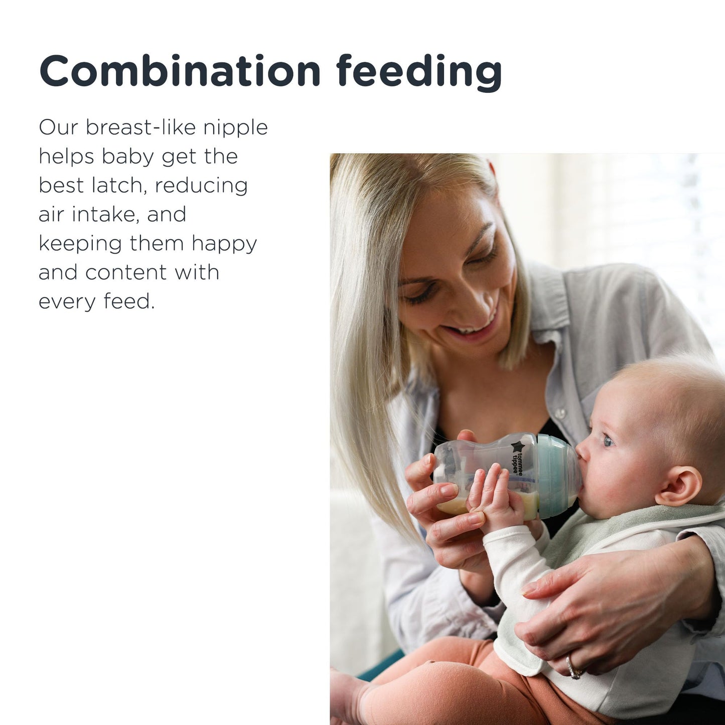 Tommee Tippee Closer to Nature Baby Bottle Anti-Colic Valve, Breast-Like Nipple for Natural Latch, BPA-Free - Slow Flow, 9 Ounce, 3 Count