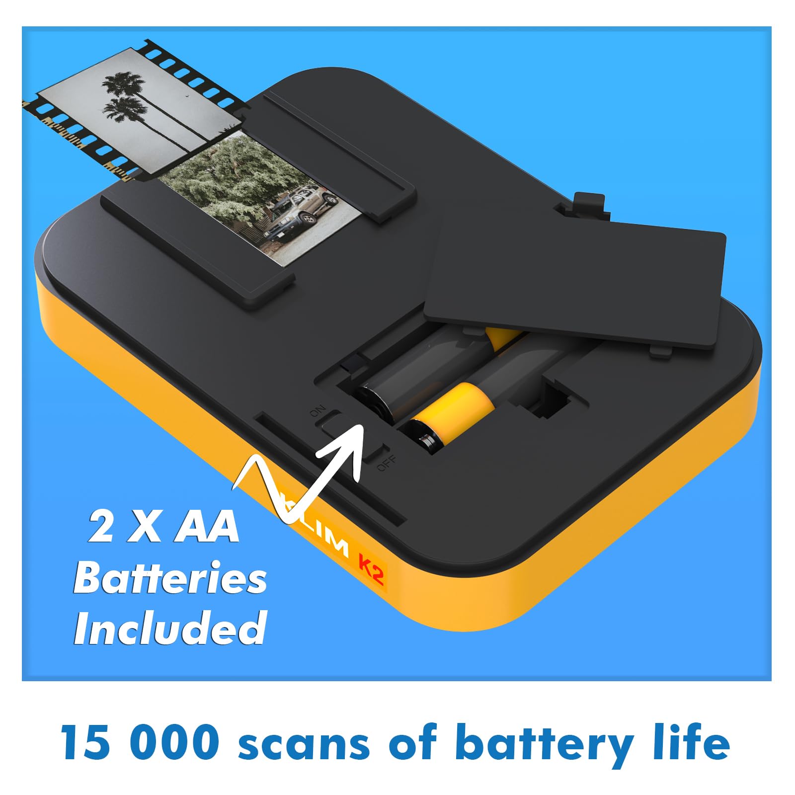 KLIM K2 - Digitalizador de fotos móvil de 35 mm - Conversión positiva y negativa - Escáner de diapositivas y fotos - Kit de desarrollo de color esencial - Tu propio servicio para desarrollar negativos