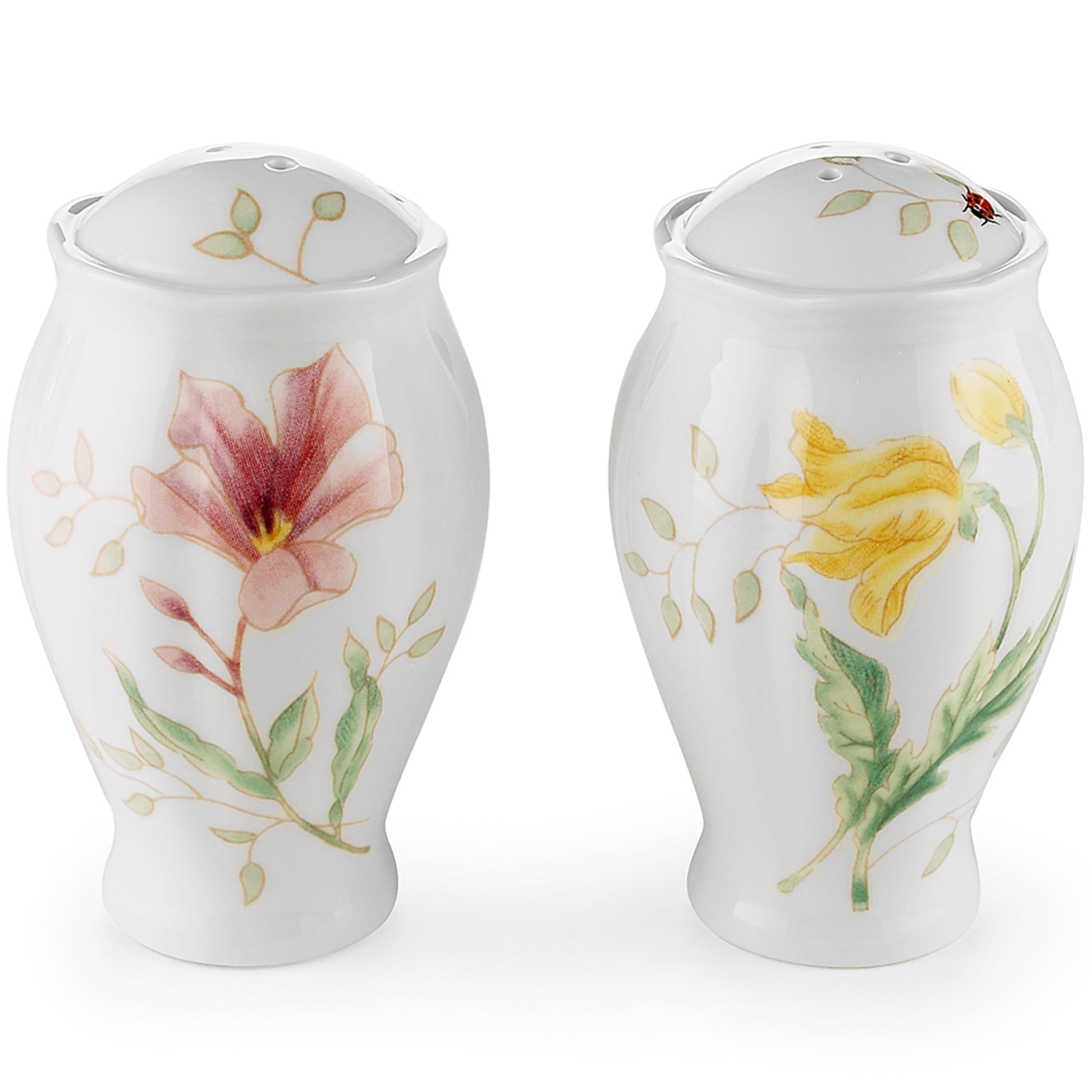 Lenox Salero y pimentero de porcelana fina, diseño floral y mariposa, Salero & pimentero, Anaranjado, 1