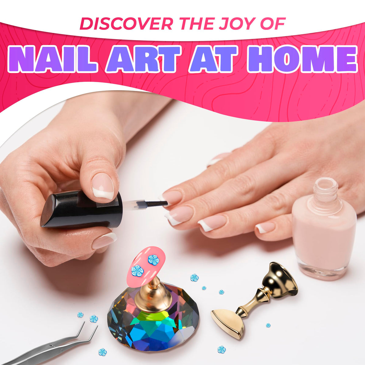 Soportes de Práctica de Arte de Uñas Magnéticos con 5 Piezas de Aleación y Base de Vidrio para Manicura