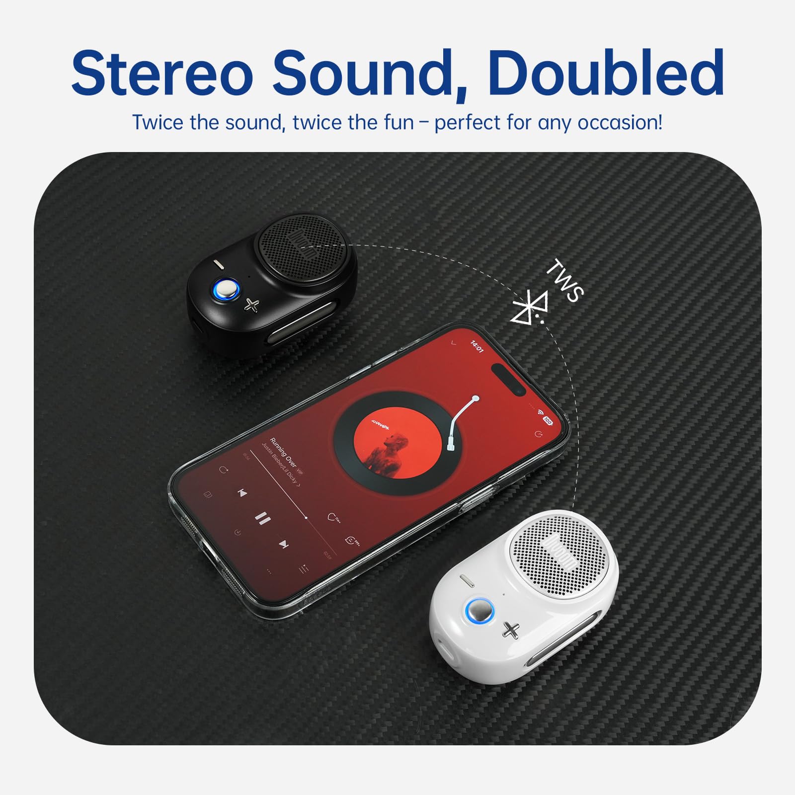 Divoom Itour-S Mini Altavoz portátil Bluetooth portátil, Audio Grande y Graves impactantes, diseño de Clip, IP67 Impermeable y a Prueba de Polvo, 10 Horas de Tiempo de Juego, Altavoz para Viajes en