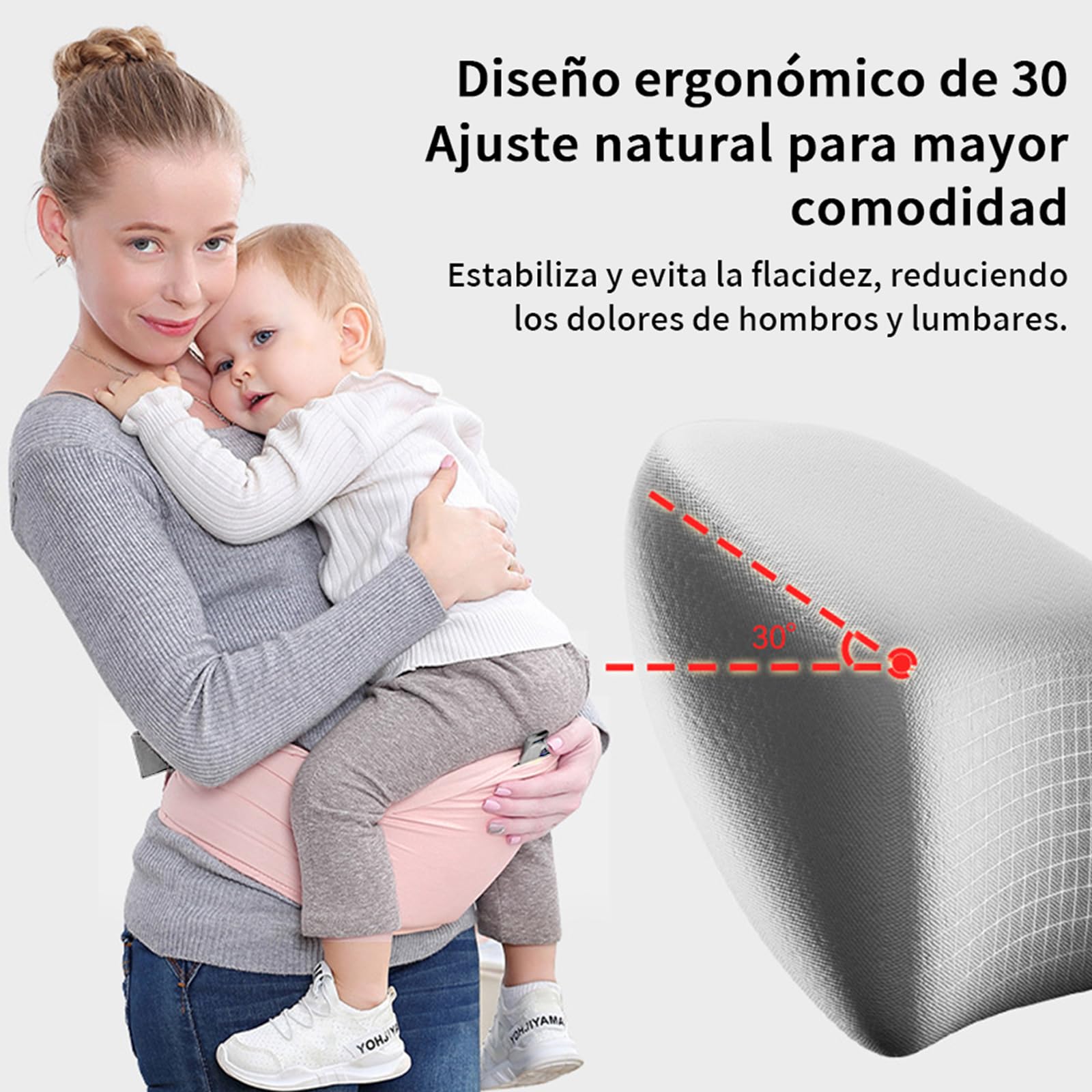 FINYQBET Cangurera Portabebé Mochila Multifuncional Con Asiento Bebé rosa，10 en 1 Portabebés Transpirable para Niños de 0 a 40 Meses, 25 kg Máx, con Bolsillos y Capucha