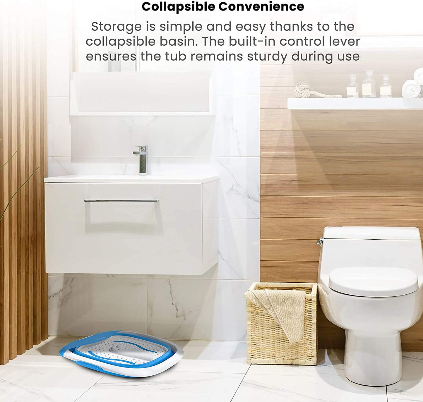 HoMedics Compact Pro Spa Collapsible Footbath with Heat | Vibration Massage, Acu-Node Surface, Heat Maintenance | Improves Circulation, Soothe Tired Muscles, Collapsible Tub for Easy Storage