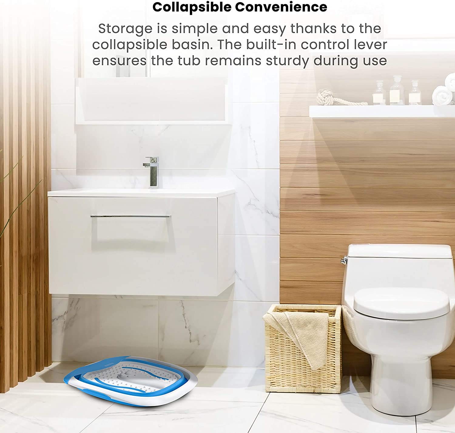 HoMedics Compact Pro Spa Collapsible Footbath with Heat | Vibration Massage, Acu-Node Surface, Heat Maintenance | Improves Circulation, Soothe Tired Muscles, Collapsible Tub for Easy Storage