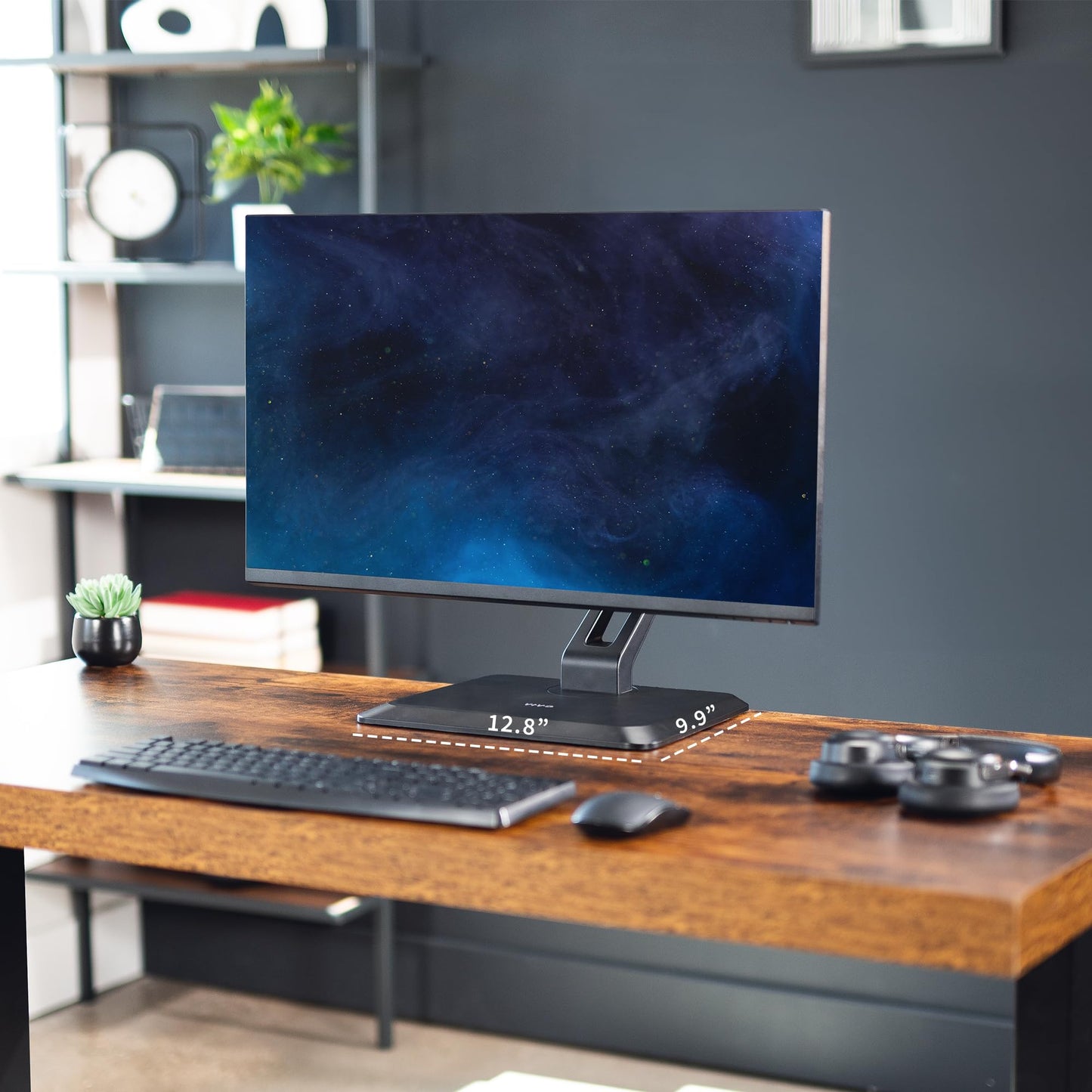 Soporte de Monitor VESA VIVO Negro con Brazo Neumático y Base Giratoria para Visualización Táctil