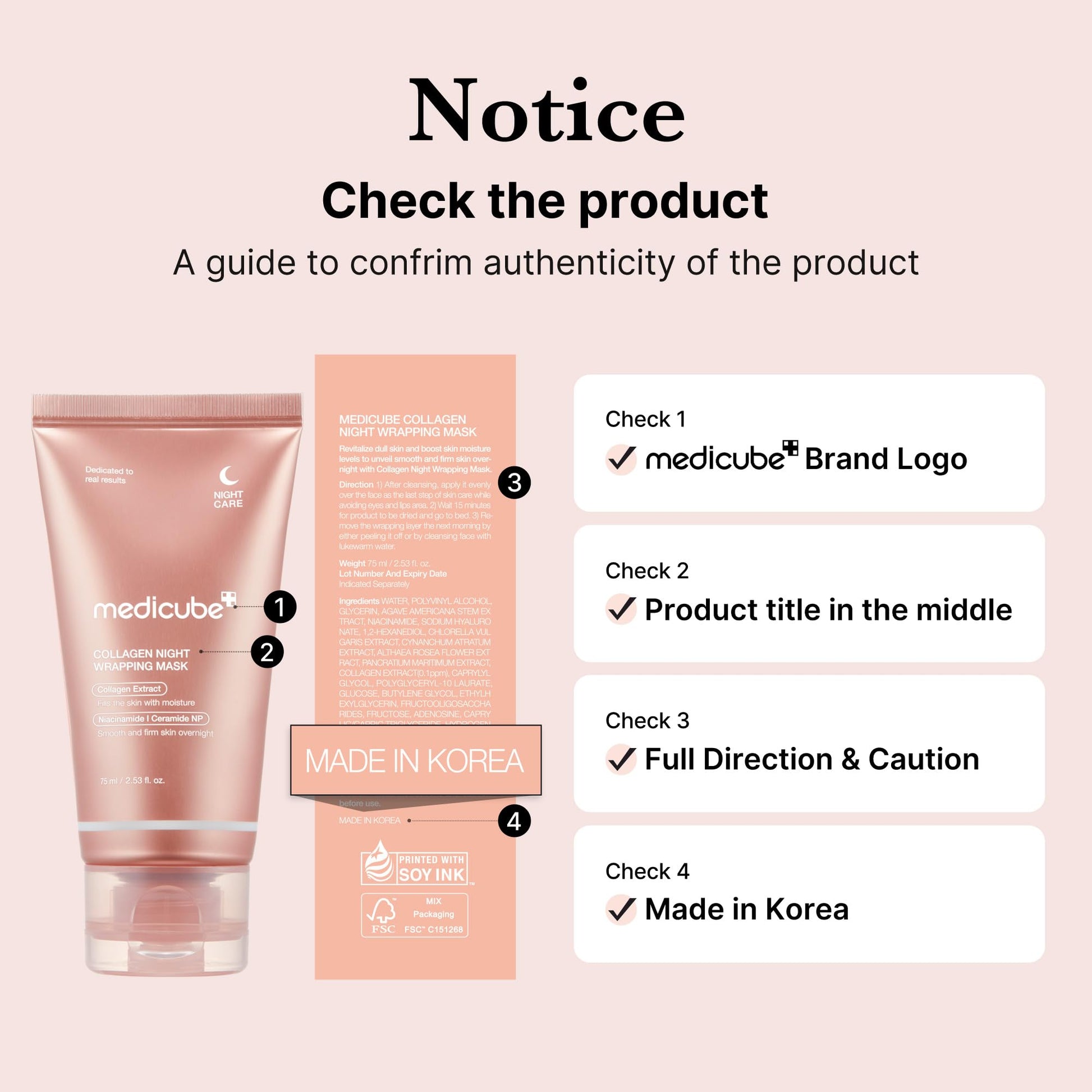 Medicube Paquete De Mascarilla Facial Peel Off Envoltura De Colágeno Durante La Noche - Elasticidad E Hidratación, Reduce La Flacidez Y Opacidad - Colágeno Hidrolizado Para Piel Brilla
