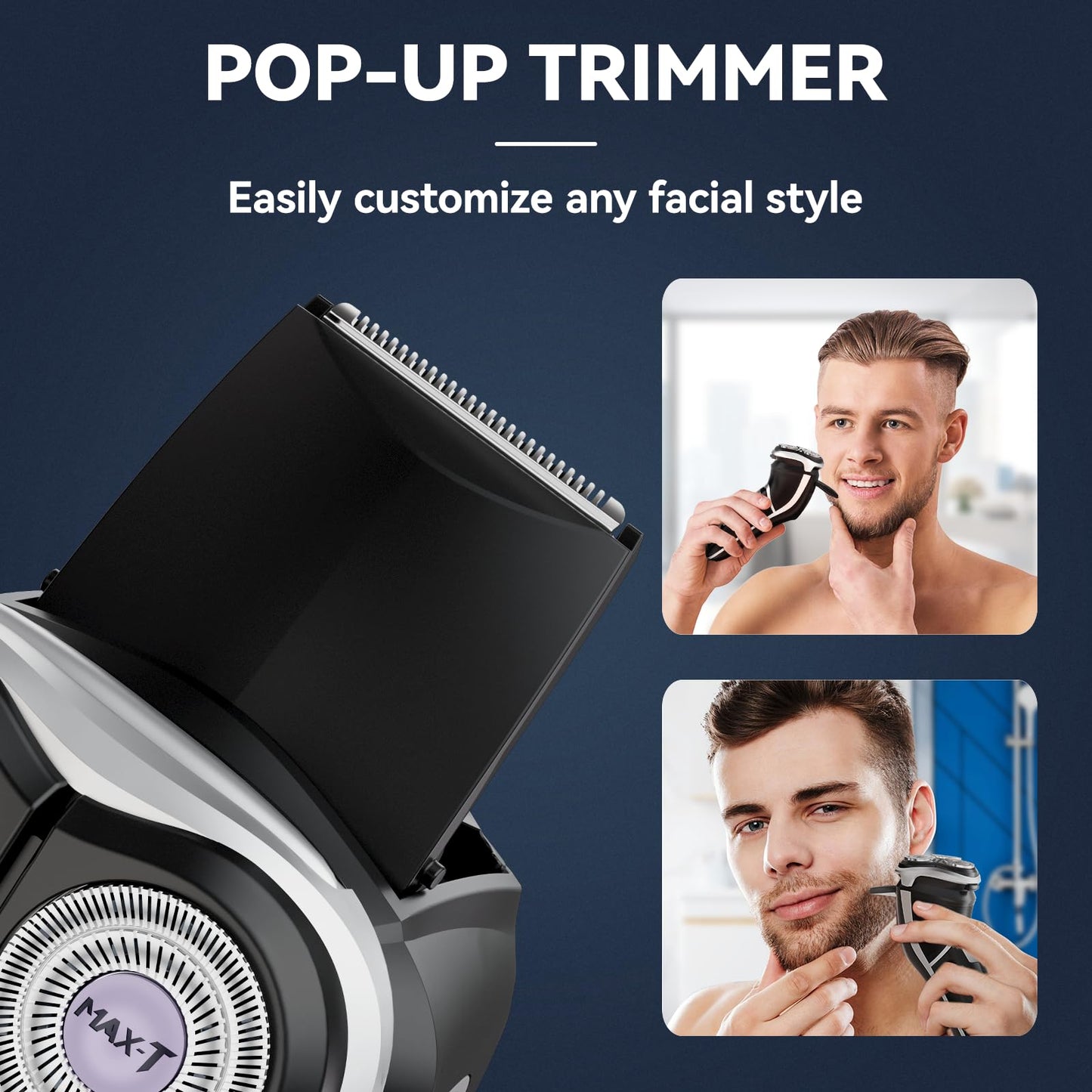 Max-Tcare Men's Electric Shaver - 3D Rotary Shaver Electric Razor for Men with Pop-up Beard Trimmer Wet and Dry Corded and Cordless Painless Rechargeable