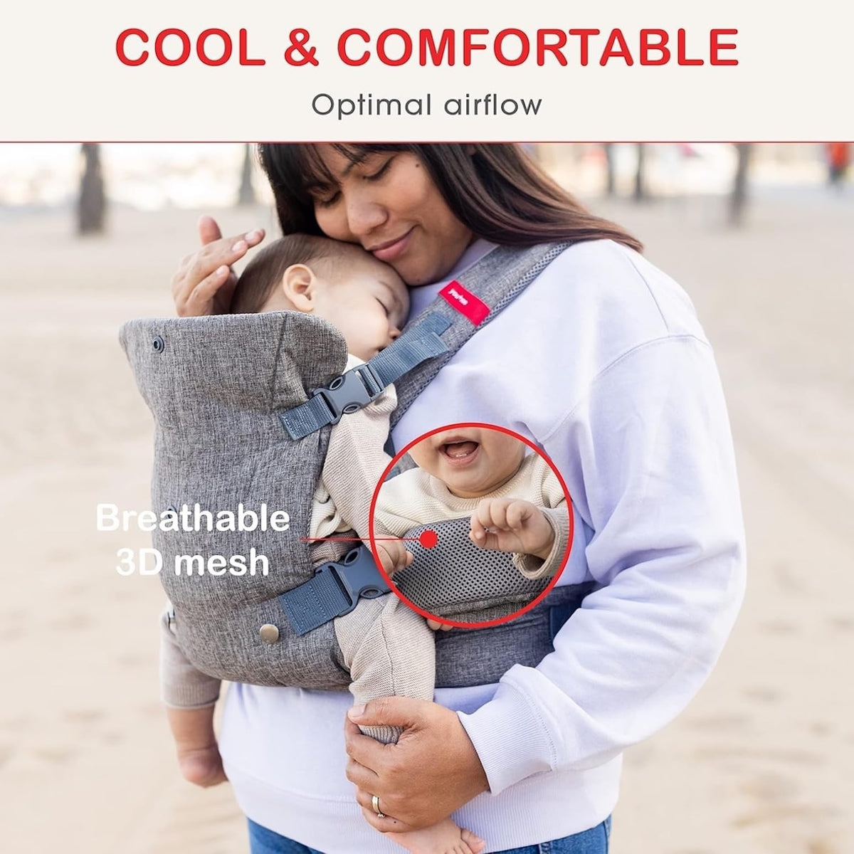 YOU+ME Portabebés 4 en 1 para recién nacidos y niños pequeños – Portabebés para todas las posiciones, portabebés de transporte delantero y trasero, incluye babero bandana 2 en 1 – Portabebés para 4-14 kg (malla negra)