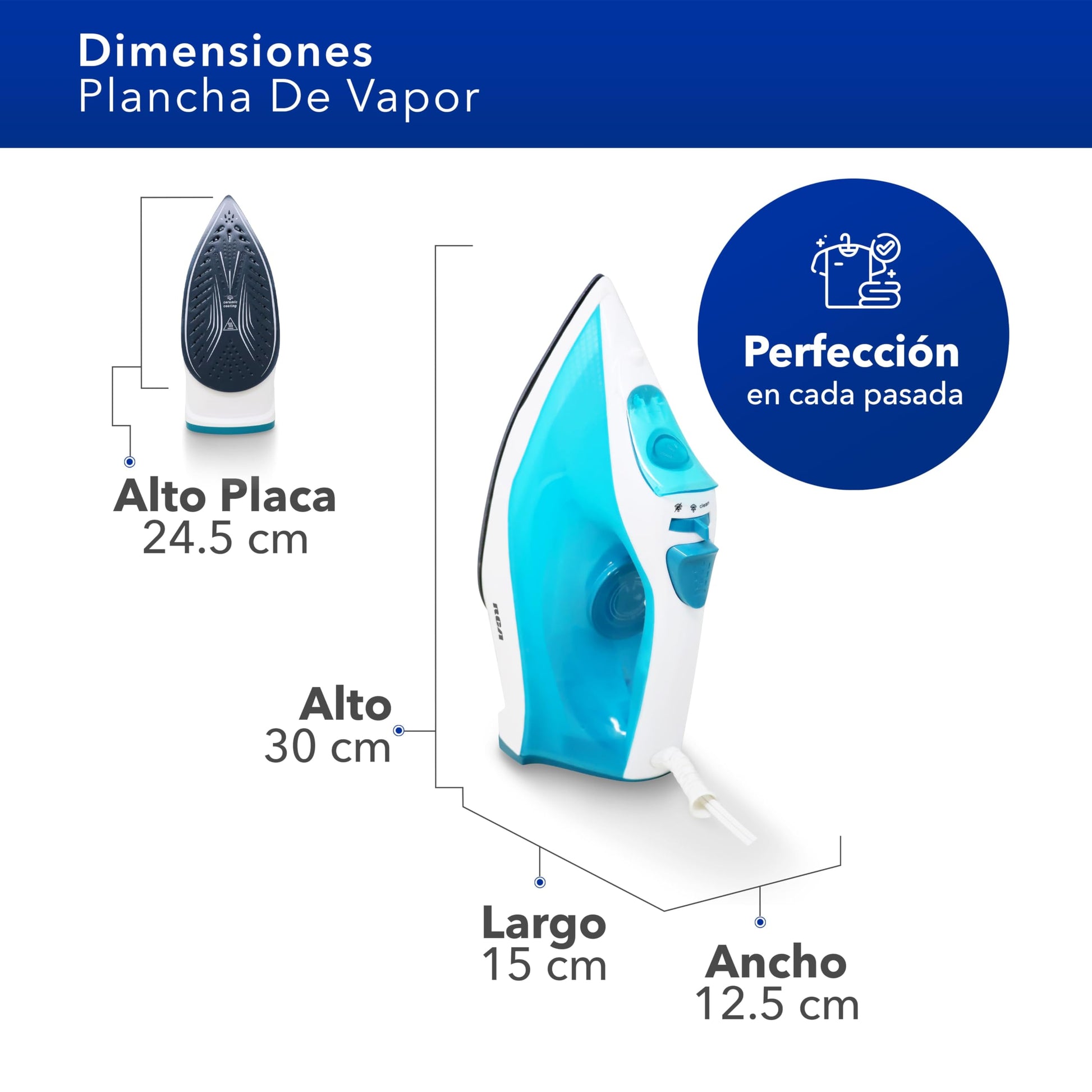 Plancha de Vapor RCA Gris Azul con Cerámica RC-513B