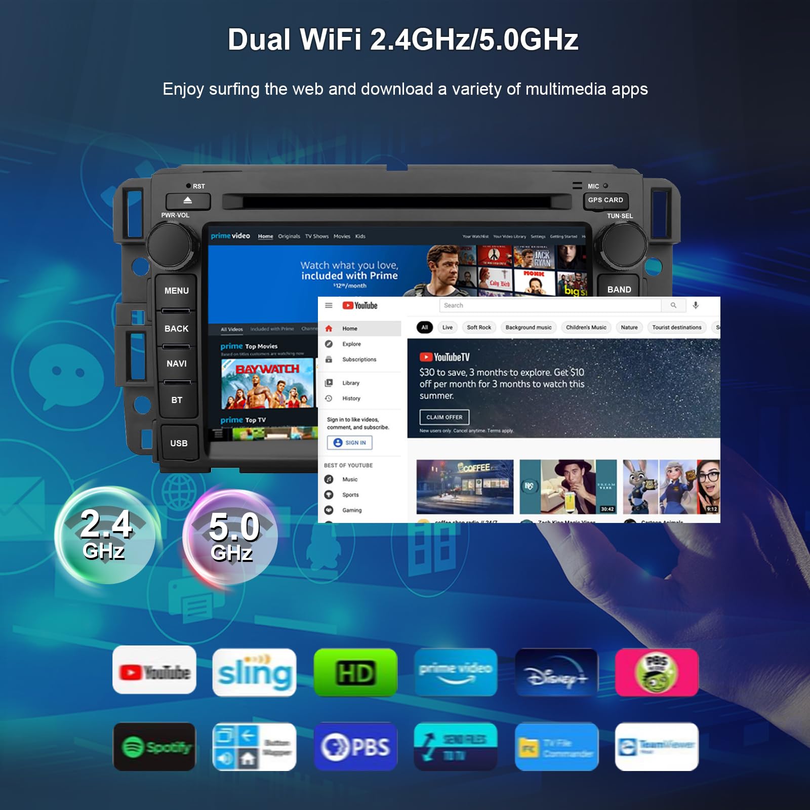 Radio de Coche SWTNVIN GMC Plata 4G LTE Android 13 8 Núcleos 4+64G