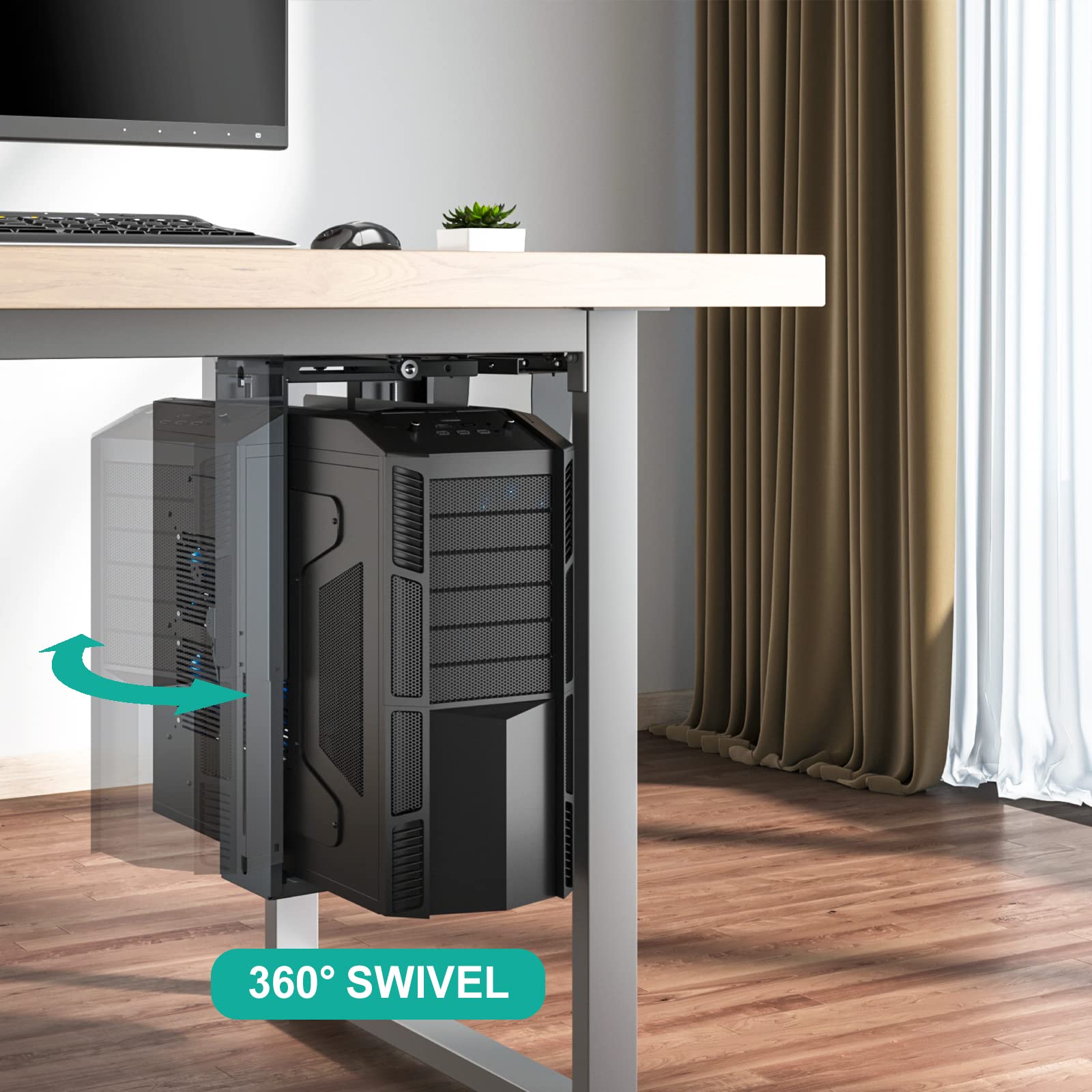 Soporte CPU Ajustable WALI Negro con Giro de 360° y Bloqueo Seguro