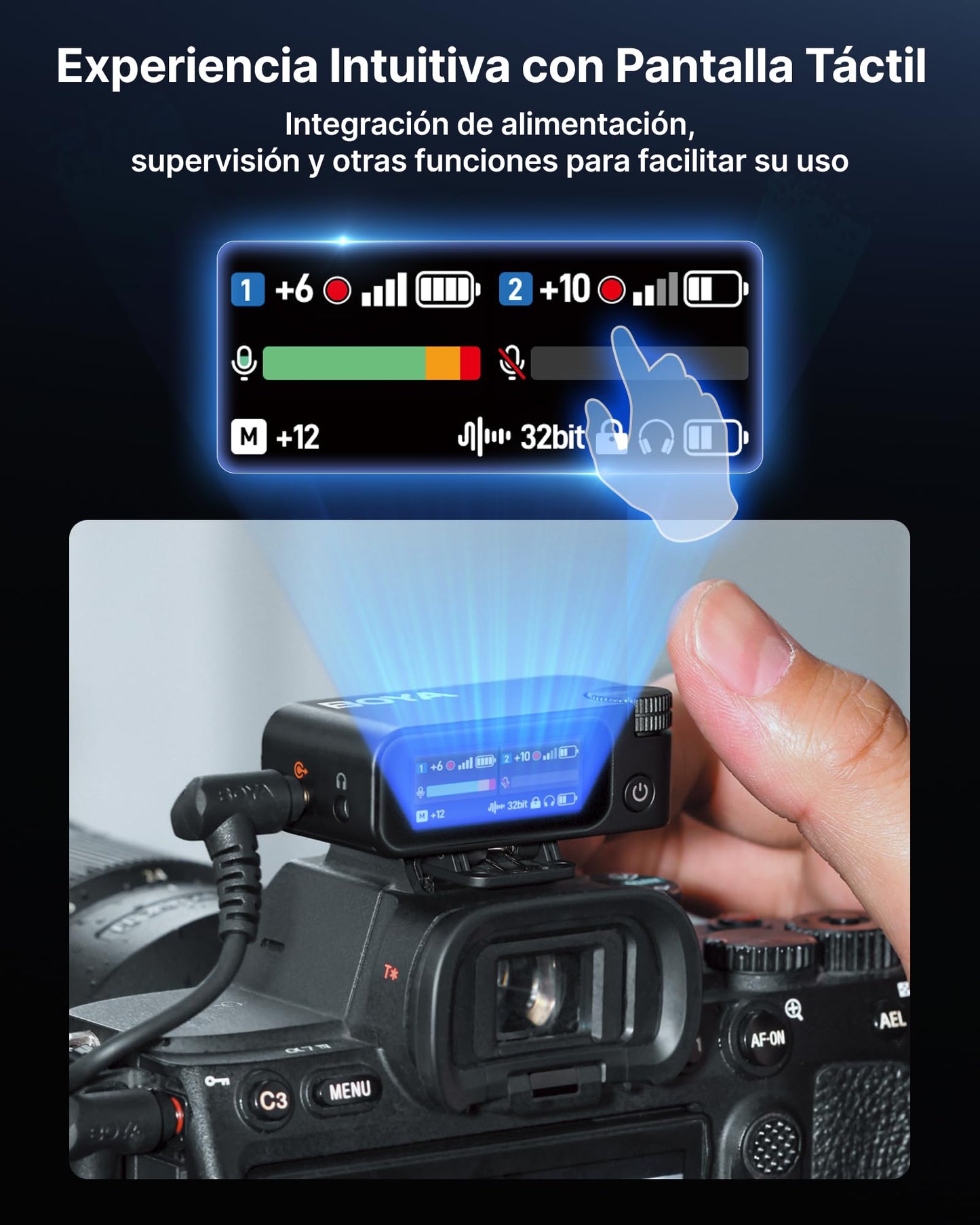 BOYA BOYAMIC 2 Micrófonos Inalámbricos para iPhone 15–16/Android/PC/Cámara, Cancelación de Ruido con IA, Grabación Interna en 32-bit Float, AMOLED, 300 m y 54 h con Estuche de Carga para Grabación