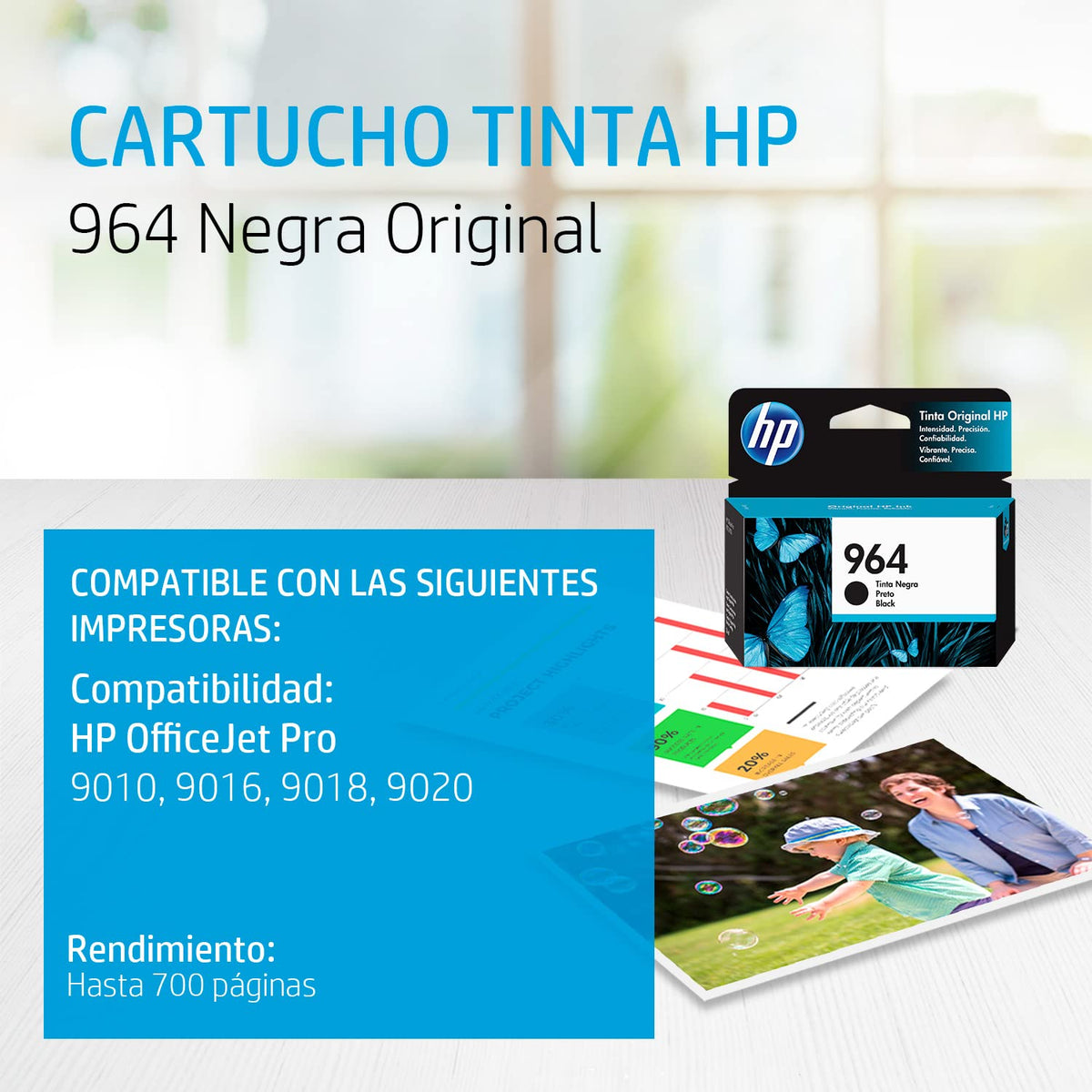 Cartucho de Tinta HP Negro Original OfficeJet Pro 9010 9020