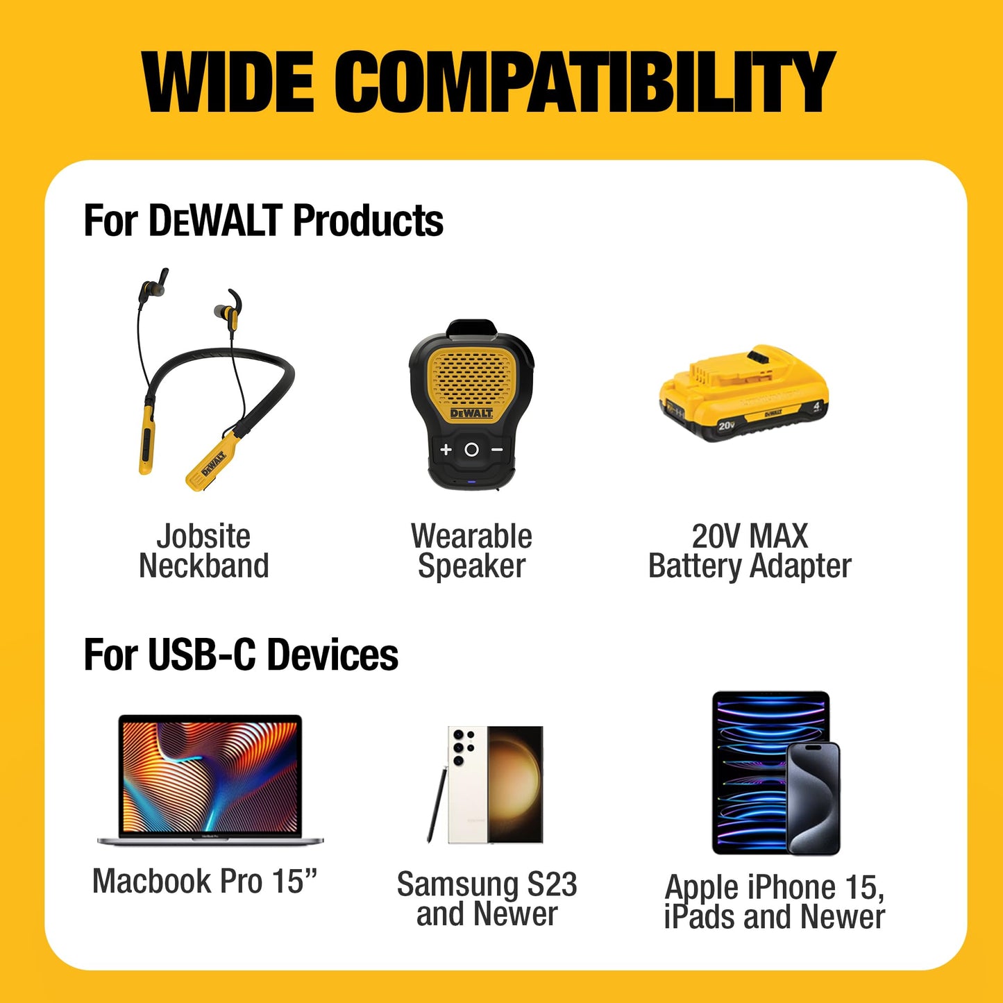 DEWALT USB C Cargador de Coche, 120W 2-Puerto PD 3.0 Tipo C Adaptador, PPS Carga Rápida con Power Delivery para iPhone 16 15 14 13 12 11 X XS Pro MAX Mini, Galaxy S22/S20/S10, Pixel, iPad/iPad Mini