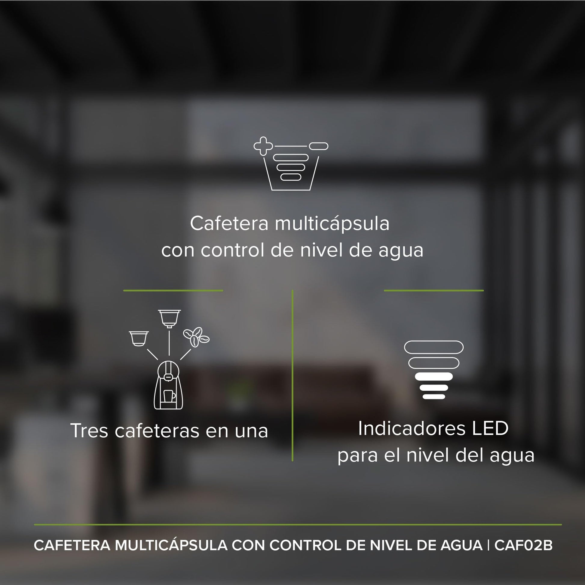 Cafetera Multicápsula AVERA Negra 3 en 1 Compatible con Cápsulas y Café Molido