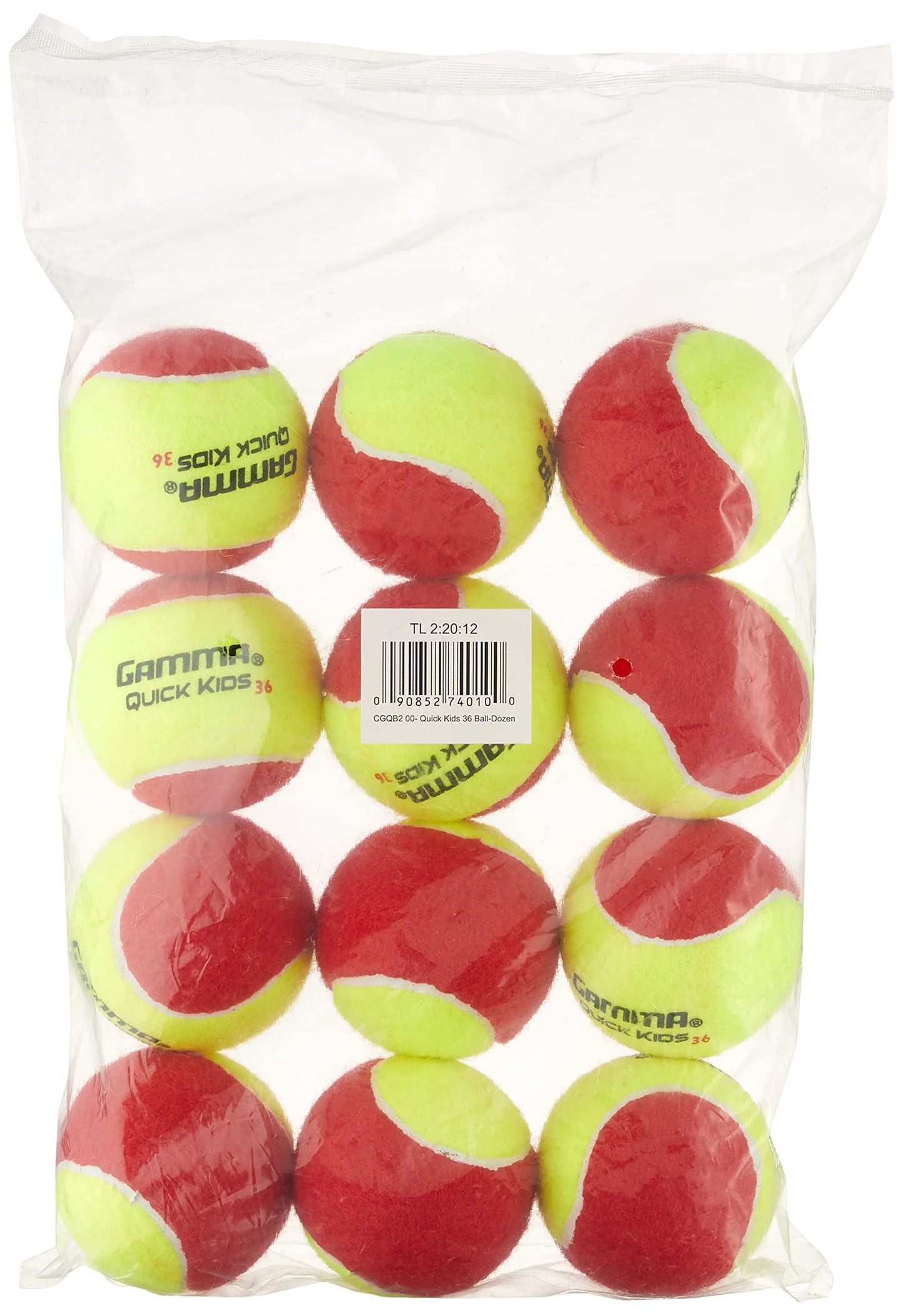 Gamma Deportes Pelotas de Entrenamiento de niños (de transición), Quick Kids 36, Amarillo/Rojo, Paquete de 12 Unidades