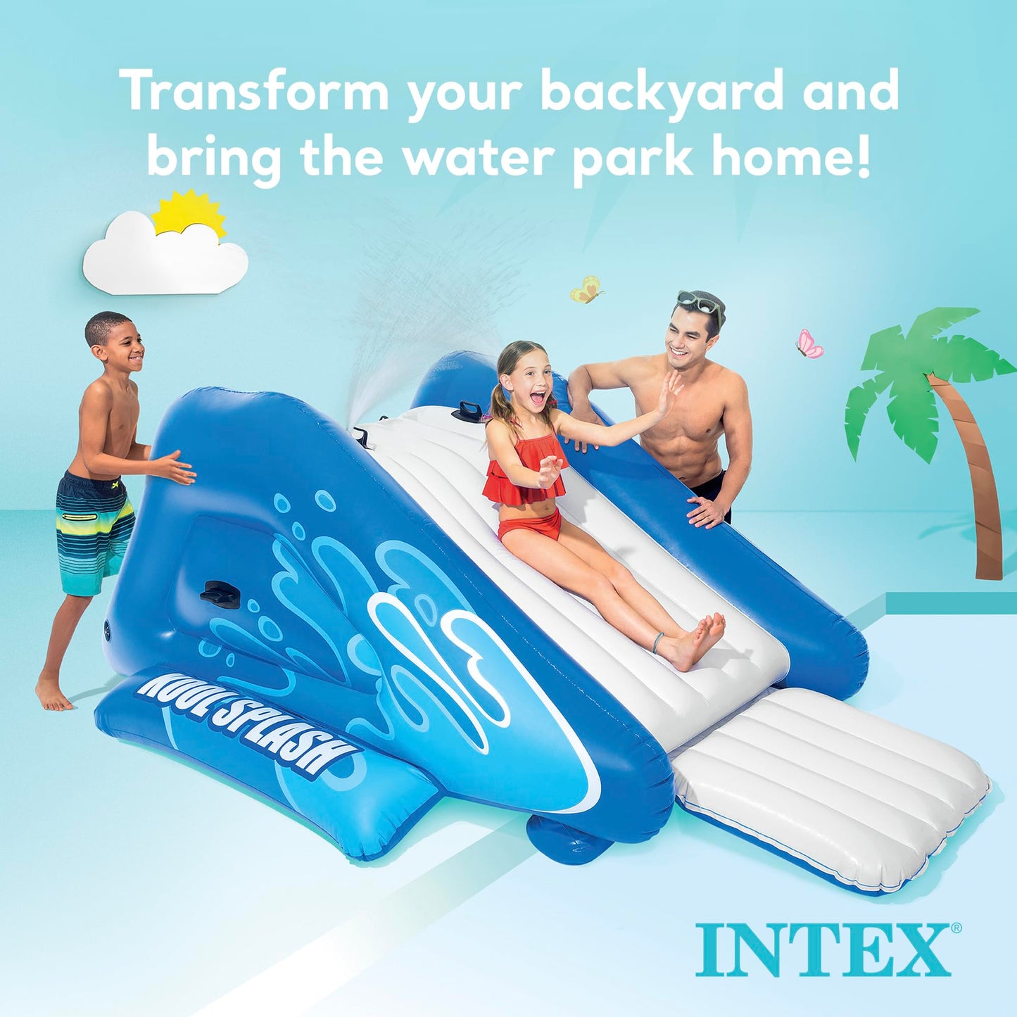 INTEX Tobogán de Agua, Inflable Play Center, 342,9 x 205,7 x 127 cm para Edades de 6 +